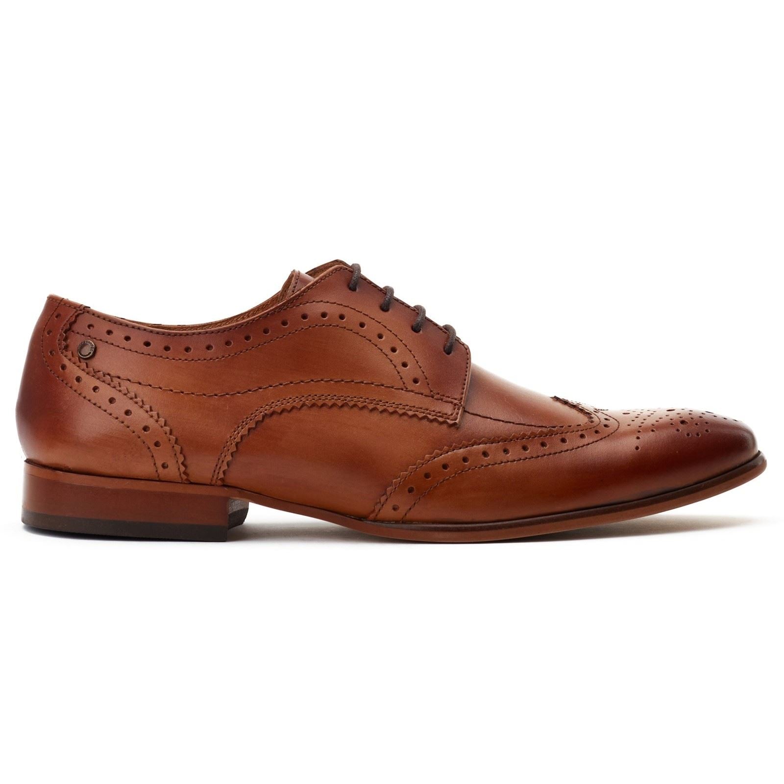 Base London Barbera Chaussures En Cuir Pour Hommes Brogues Tan