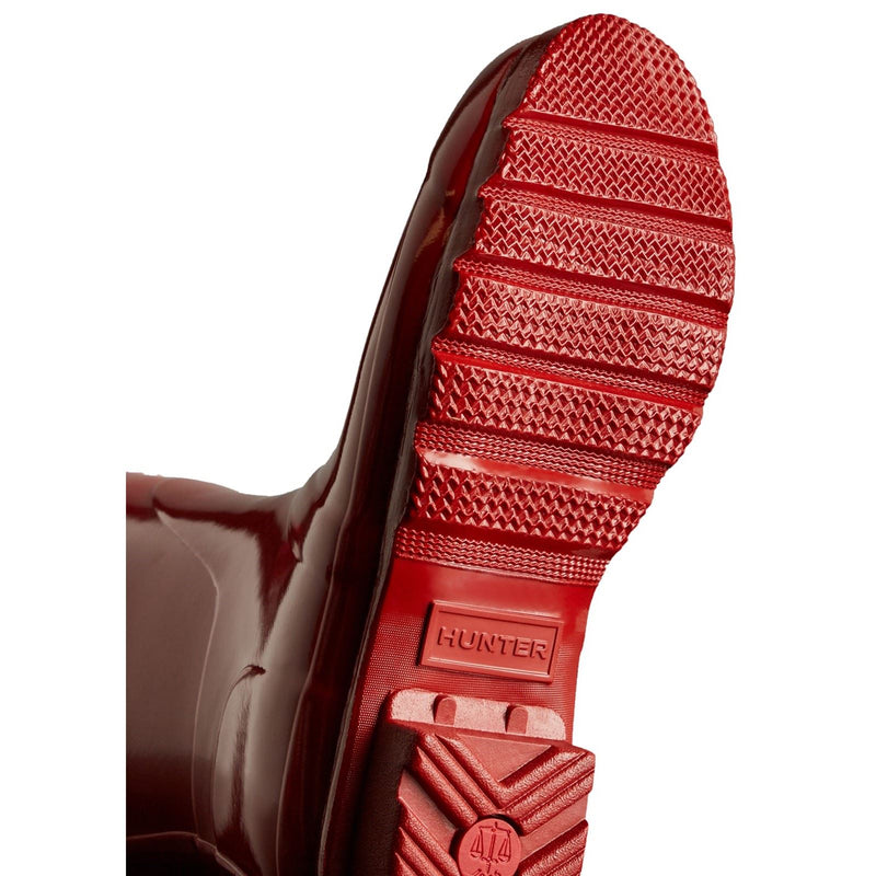 Hunter Original Short Gloss Bottes En Caoutchouc Rouges Pour Femme Style Militaire