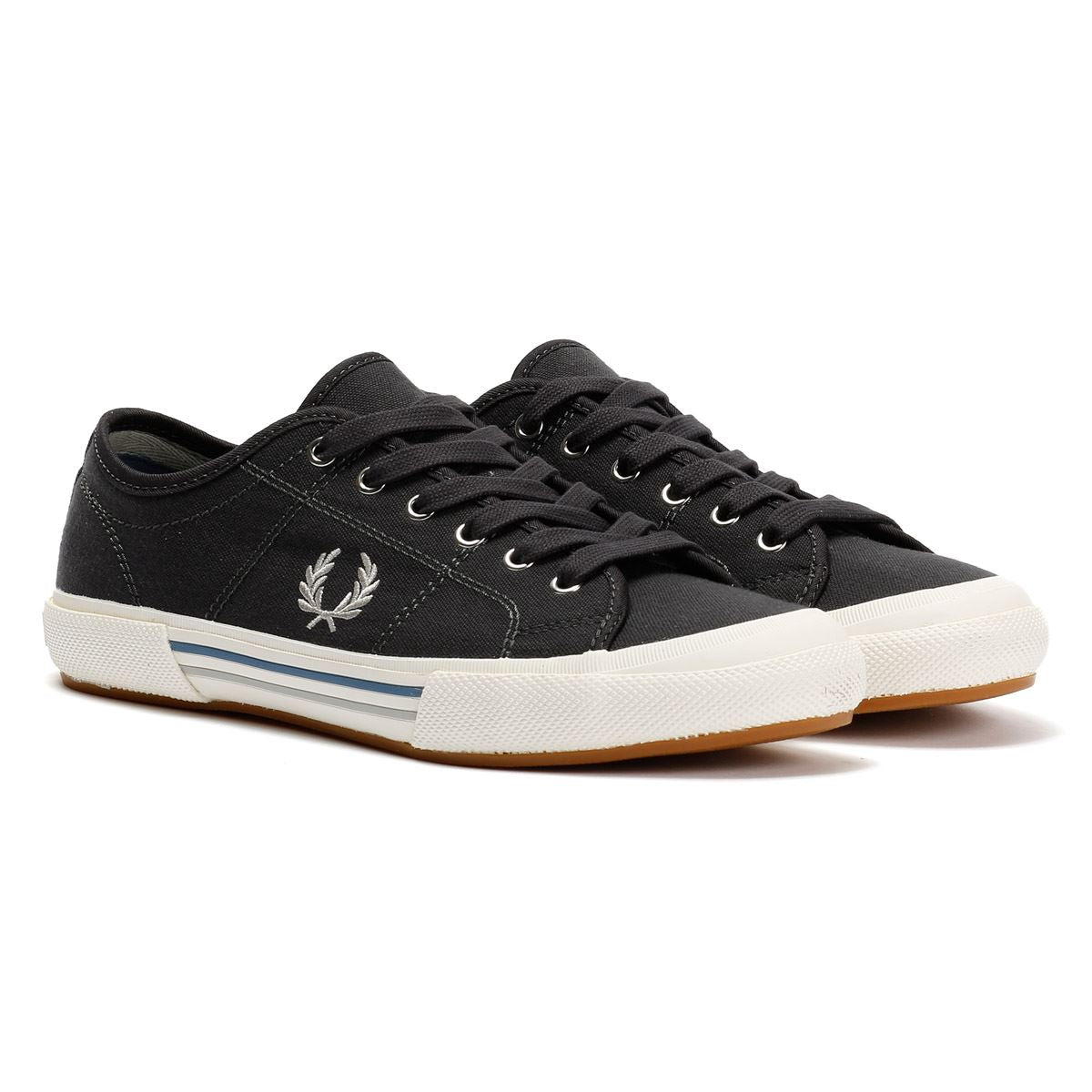 Fred Perry B708 Vintage Tennis Baskets Grises En Toile Pour Hommes