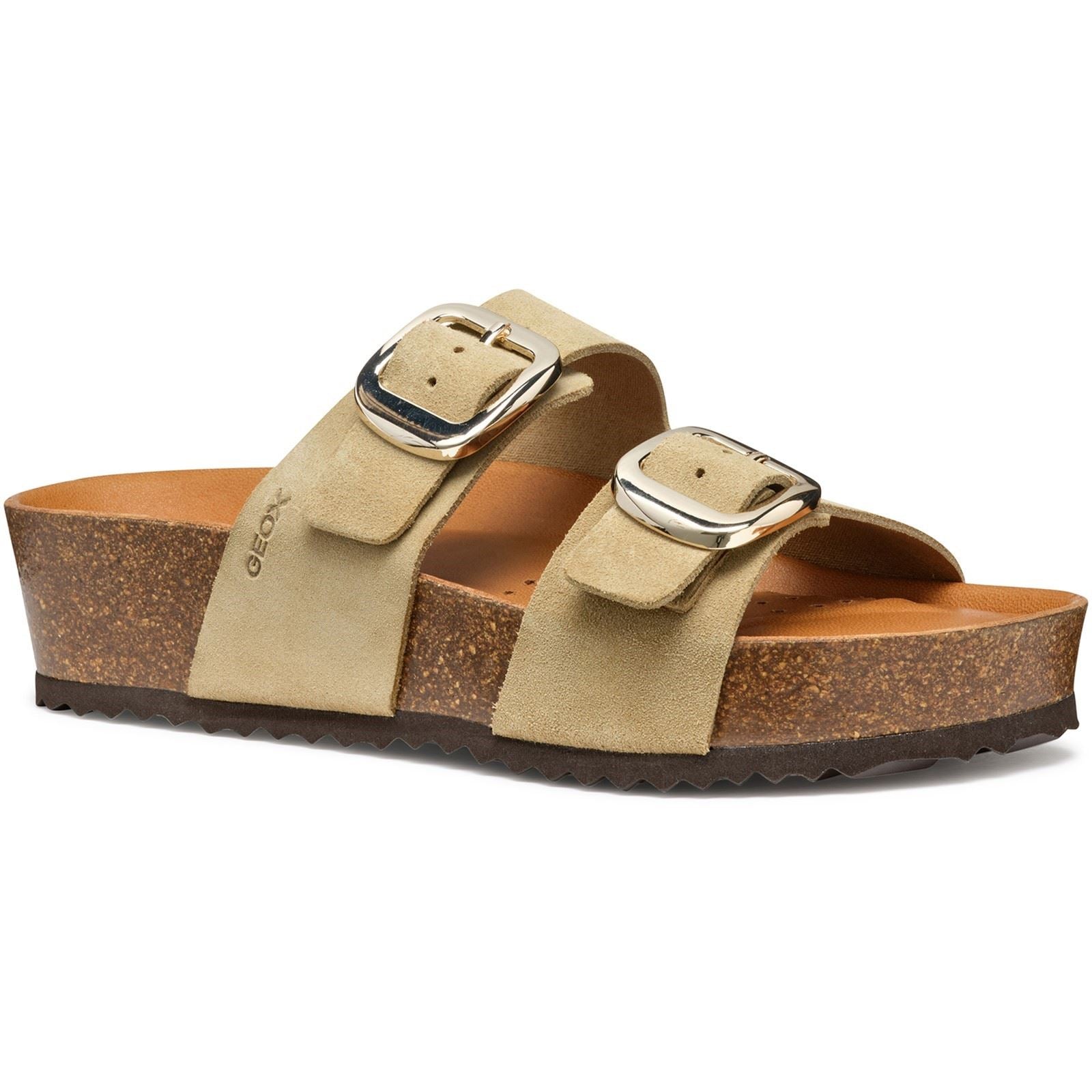 Geox D BRIONIA H Sandales Compensées En Cuir Pour Femme - Taupe Clair