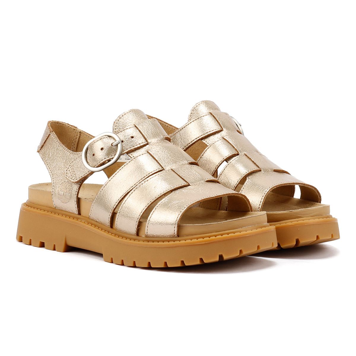 Timberland Clairemont Way Fisherman Sandales En Cuir Doré Pour Femme