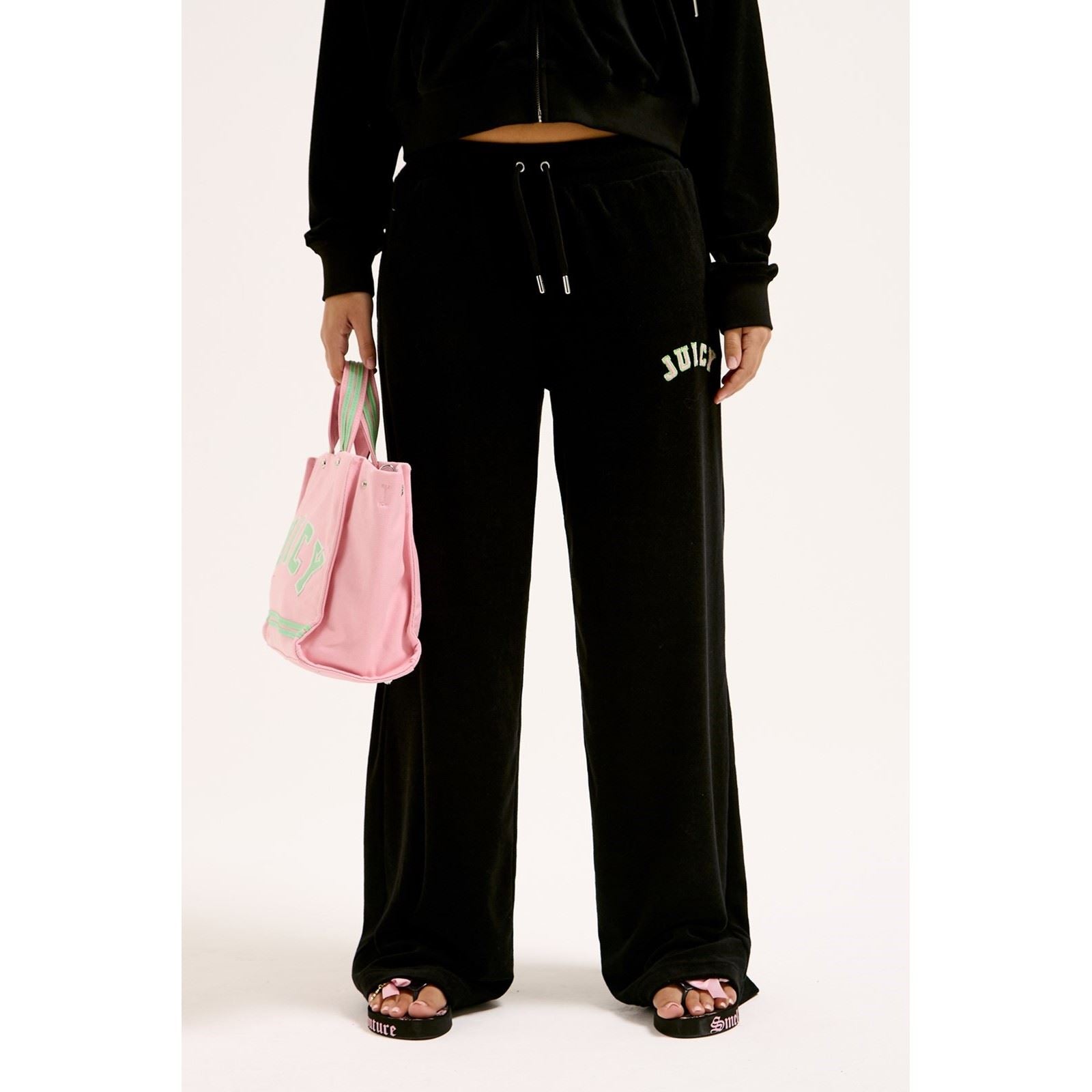 Juicy Couture Regan Trackpant Pantalons De Survêtement Noirs En Coton Pour Femmes