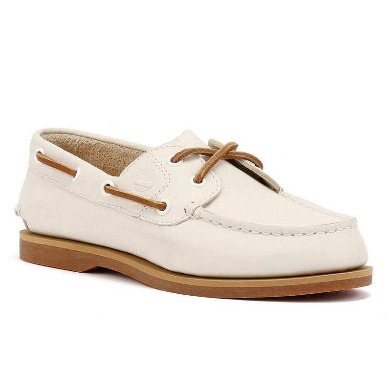 Timberland Classic 2 Eye Chaussures Blanches En Cuir Pour Femmes