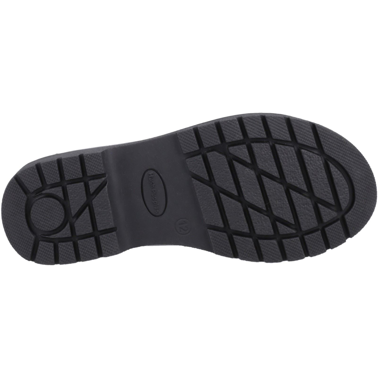 Hush Puppies Lydia Patent Senior Chaussures Plates Noires Pour Filles En Cuir
