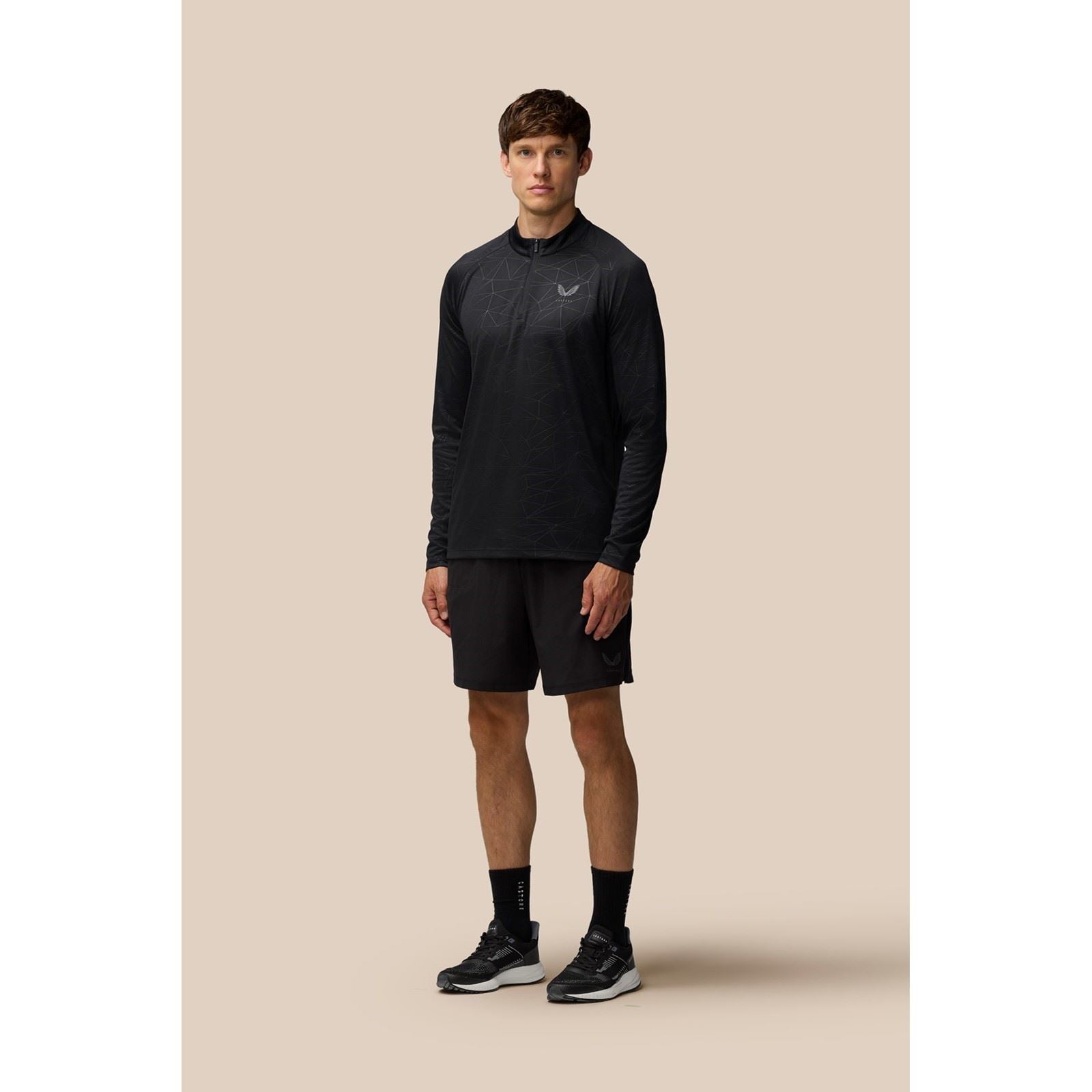 Castore Adapt Training 1/4 Zip Top T-Shirts De Sport Actifs Pour Hommes En Polyester Noir