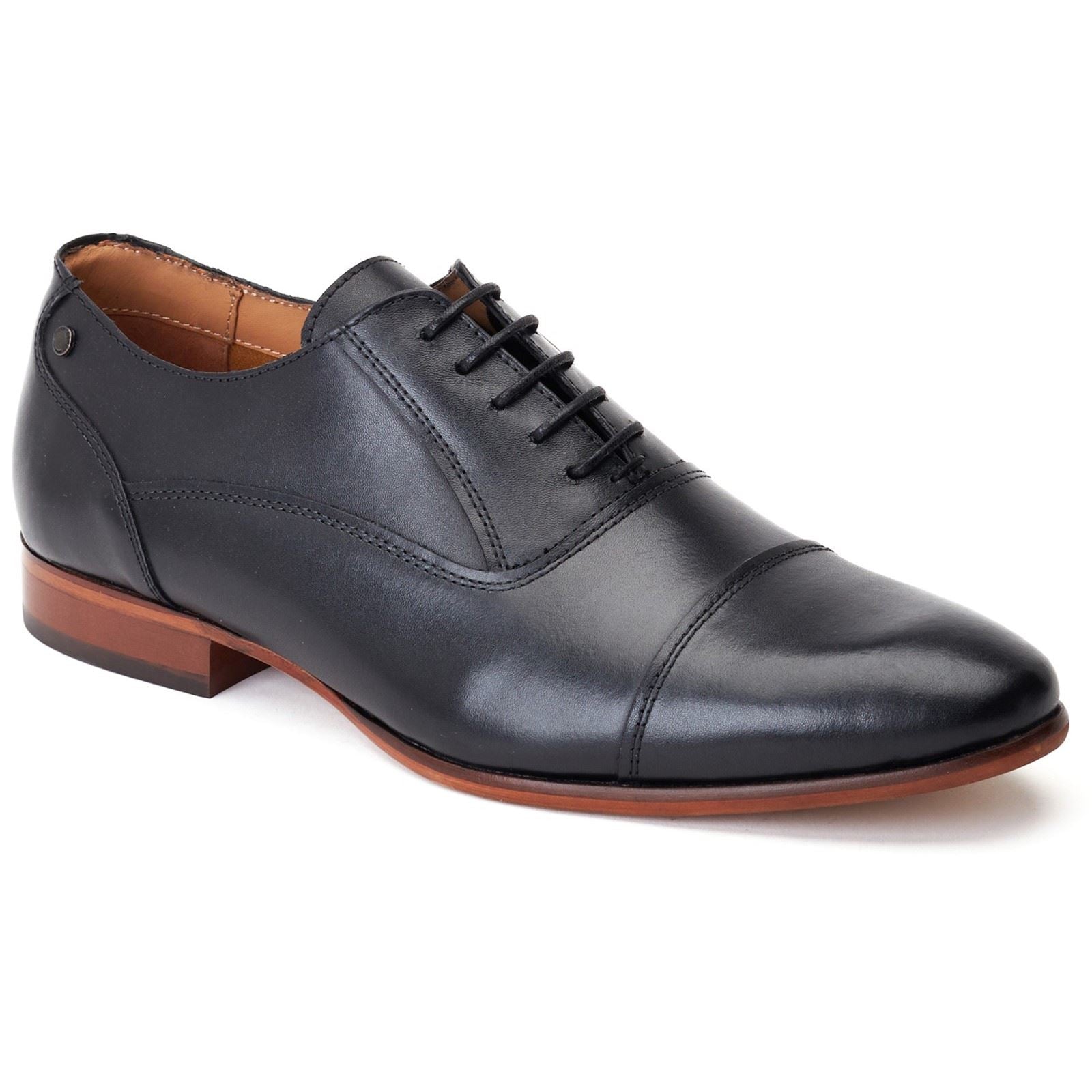 Base London Angelo Chaussures Oxford Noires En Cuir Pour Hommes