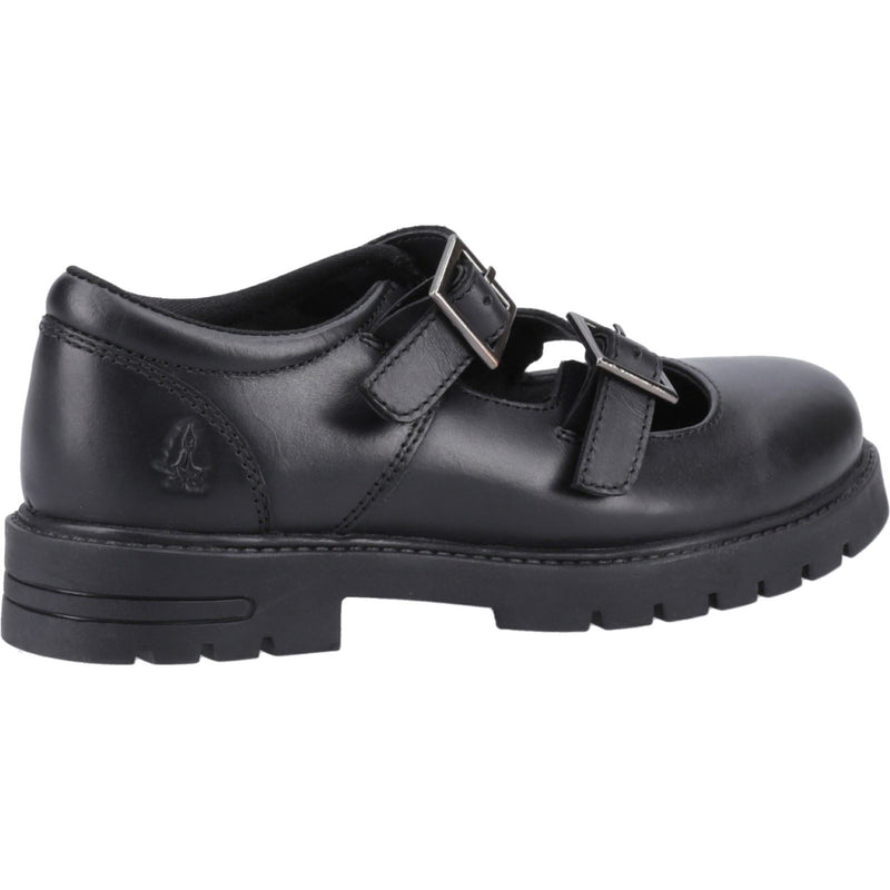 Hush Puppies Ella Senior Chaussures Noires Pour Filles En Cuir