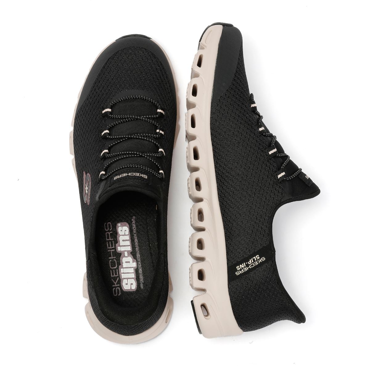 Skechers Slip-Ins Glide Step Vibey Baskets Noires En Mesh Pour Femmes