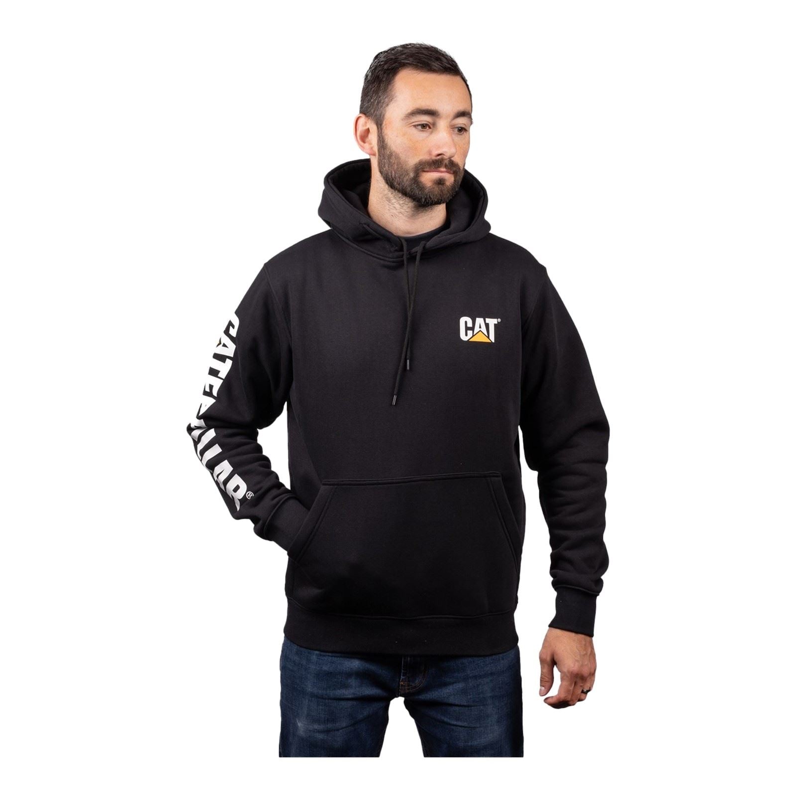 Caterpillar Trademark Banner Sweatshirt À Capuche Noir En Coton Pour Homme
