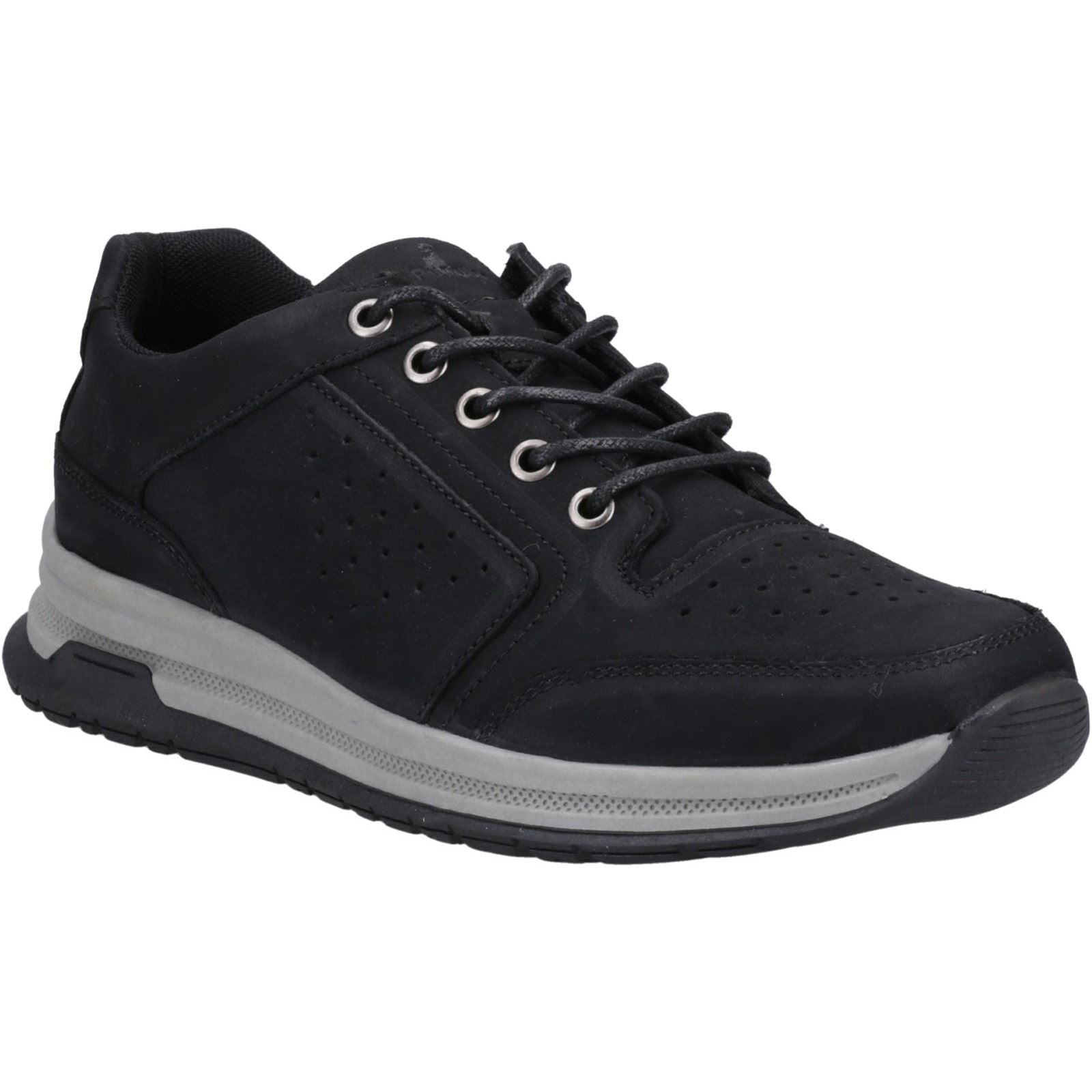 Hush Puppies Joseph Chaussures En Cuir Pour Hommes, Noir En Nubuck À Lacets