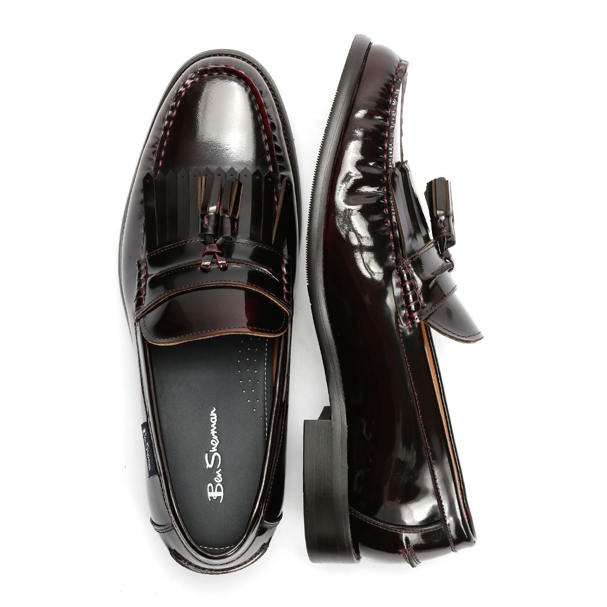 Ben Sherman Buster Mocassins Rouges En Cuir Pour Hommes