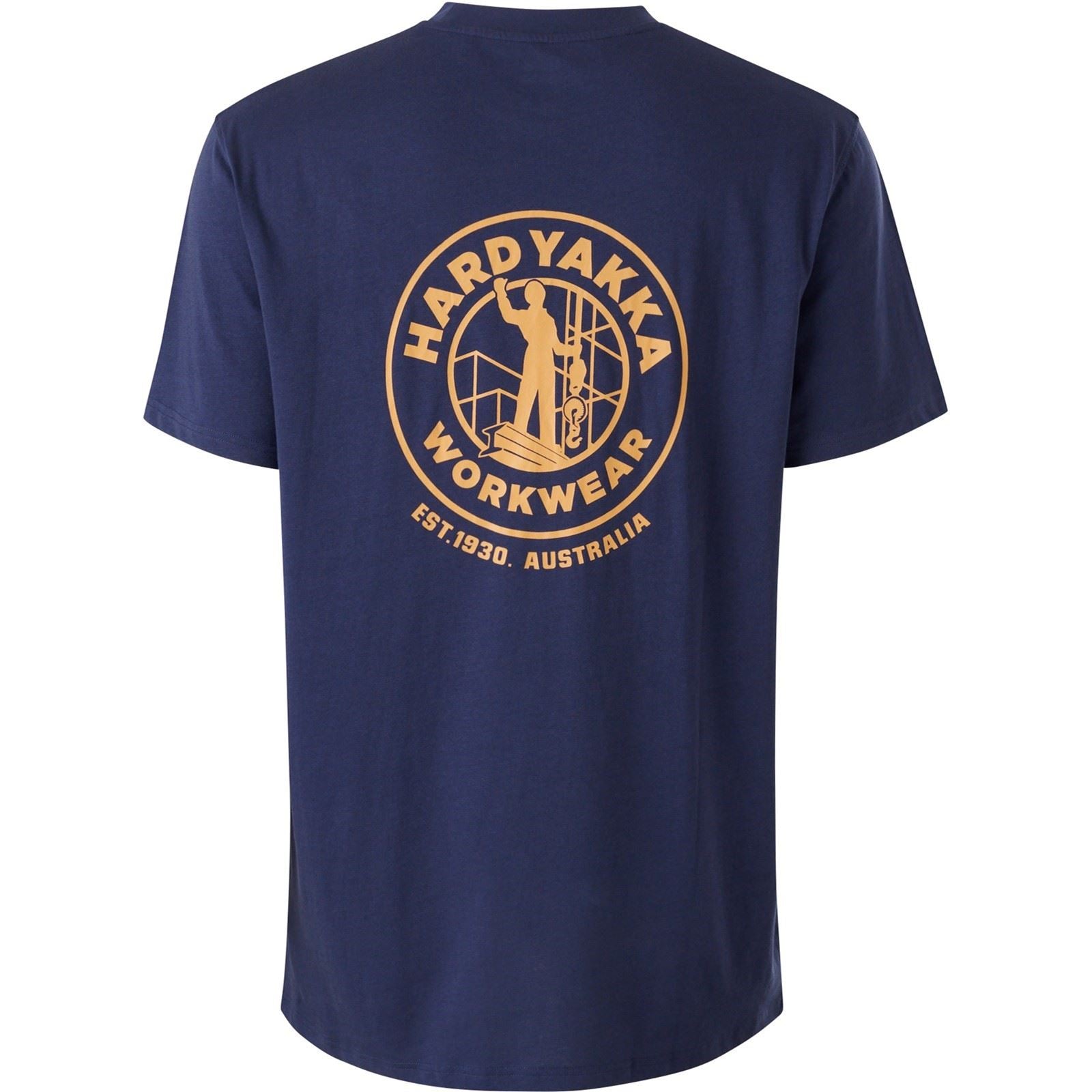 Hard Yakka Heritage Icon T-Shirts Pour Hommes En Coton Bleu À Manches Courtes