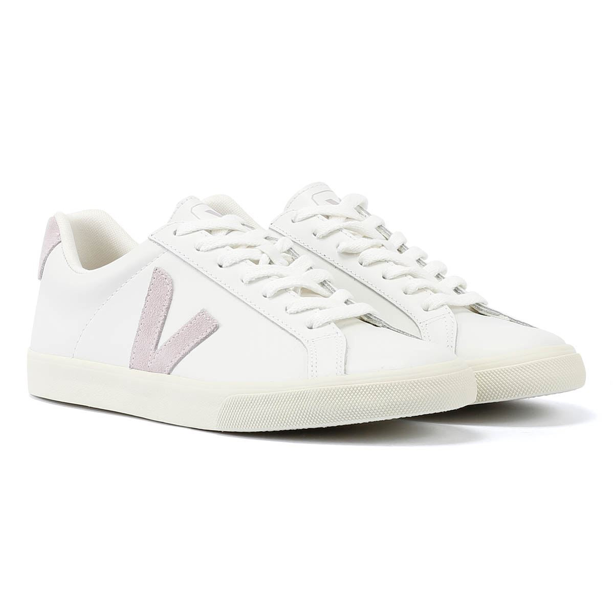 Veja Esplar Baskets Femme En Cuir Blanc/Parme