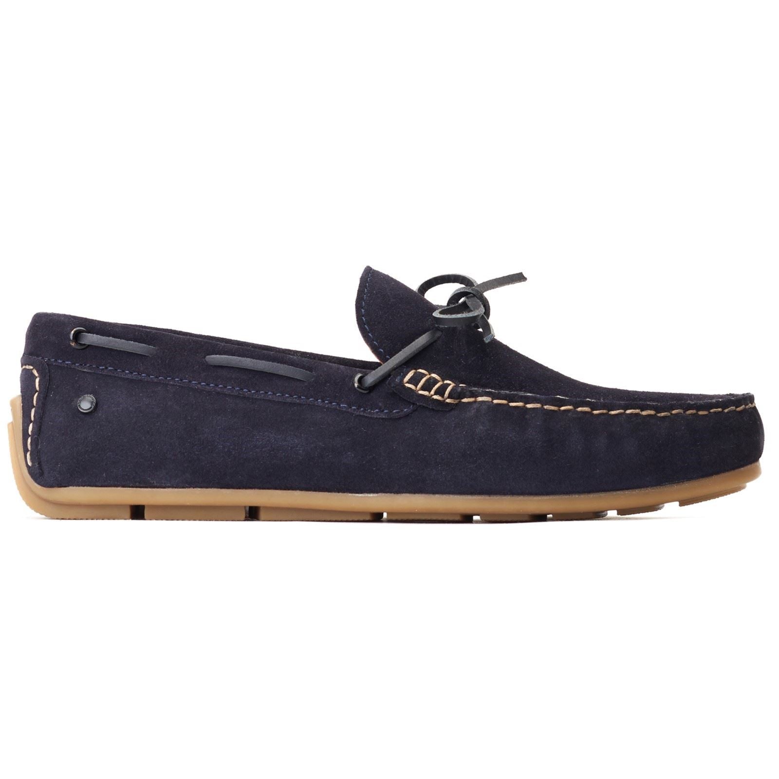 Base London Brooks Mocassins En Cuir Pour Hommes Bleu Marine