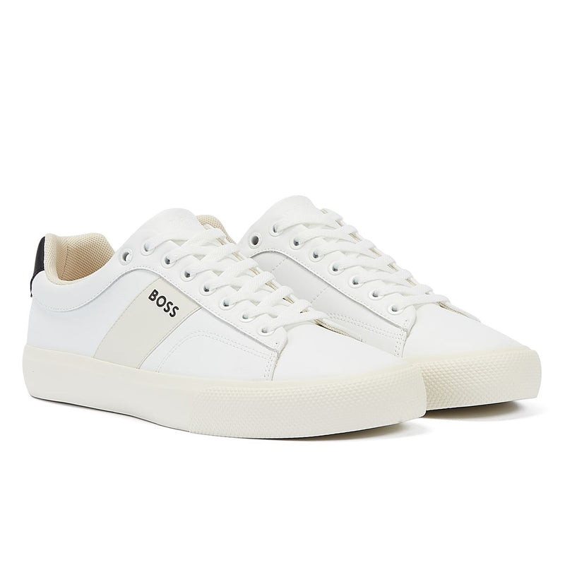 Boss Chaussures De Tennis Blanches Pour Hommes Aiden Open.