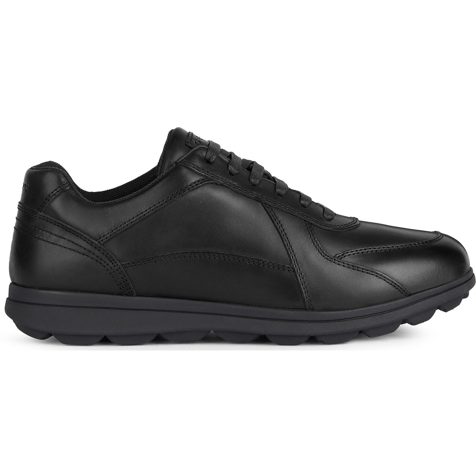 Geox U SPHERICA EC12 Baskets Noires Pour Homme En Cuir De Vachette Pleine Fleur