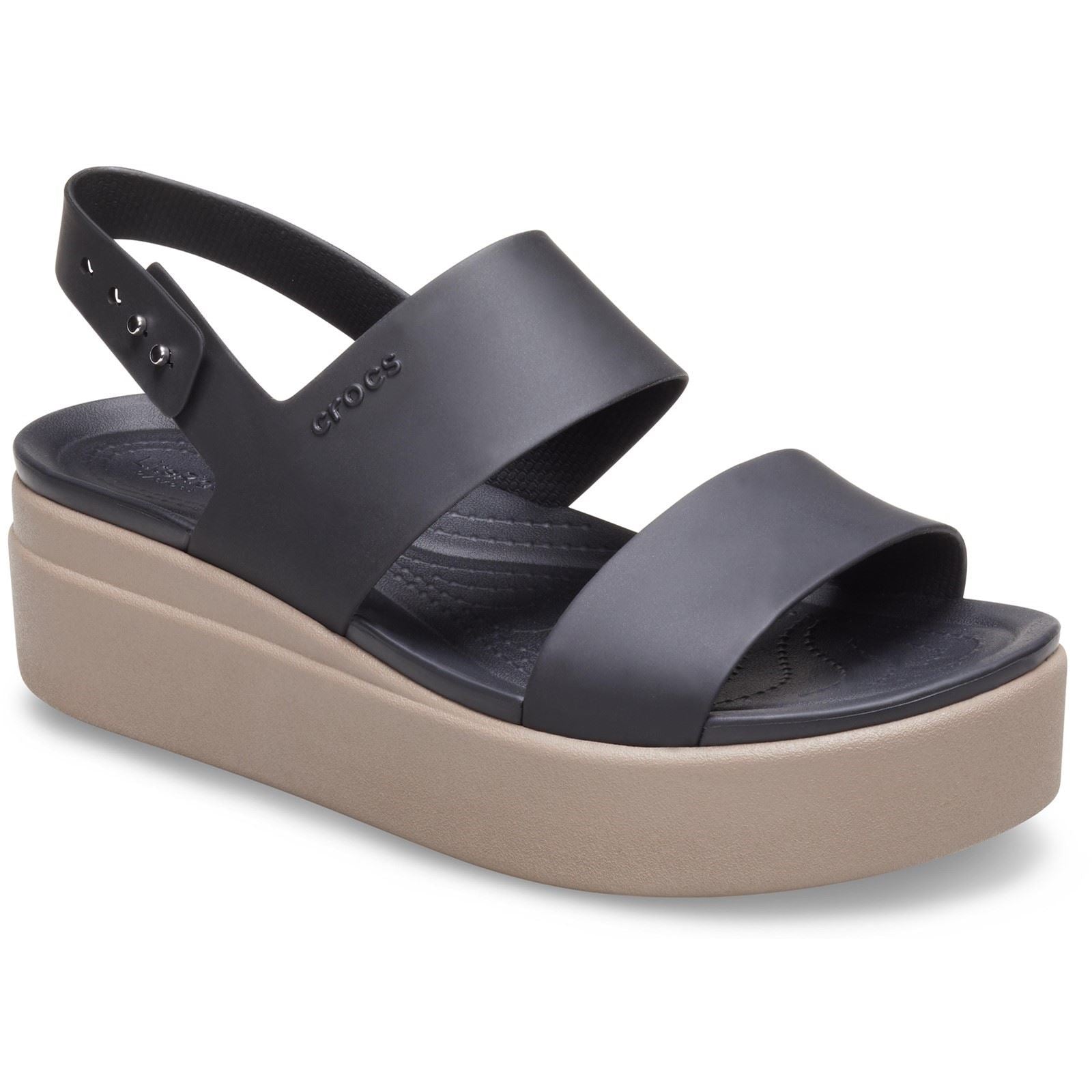 Crocs Brooklyn Low Wedge Sandales Pour Femmes En Thermoplastique Noir/Champignon