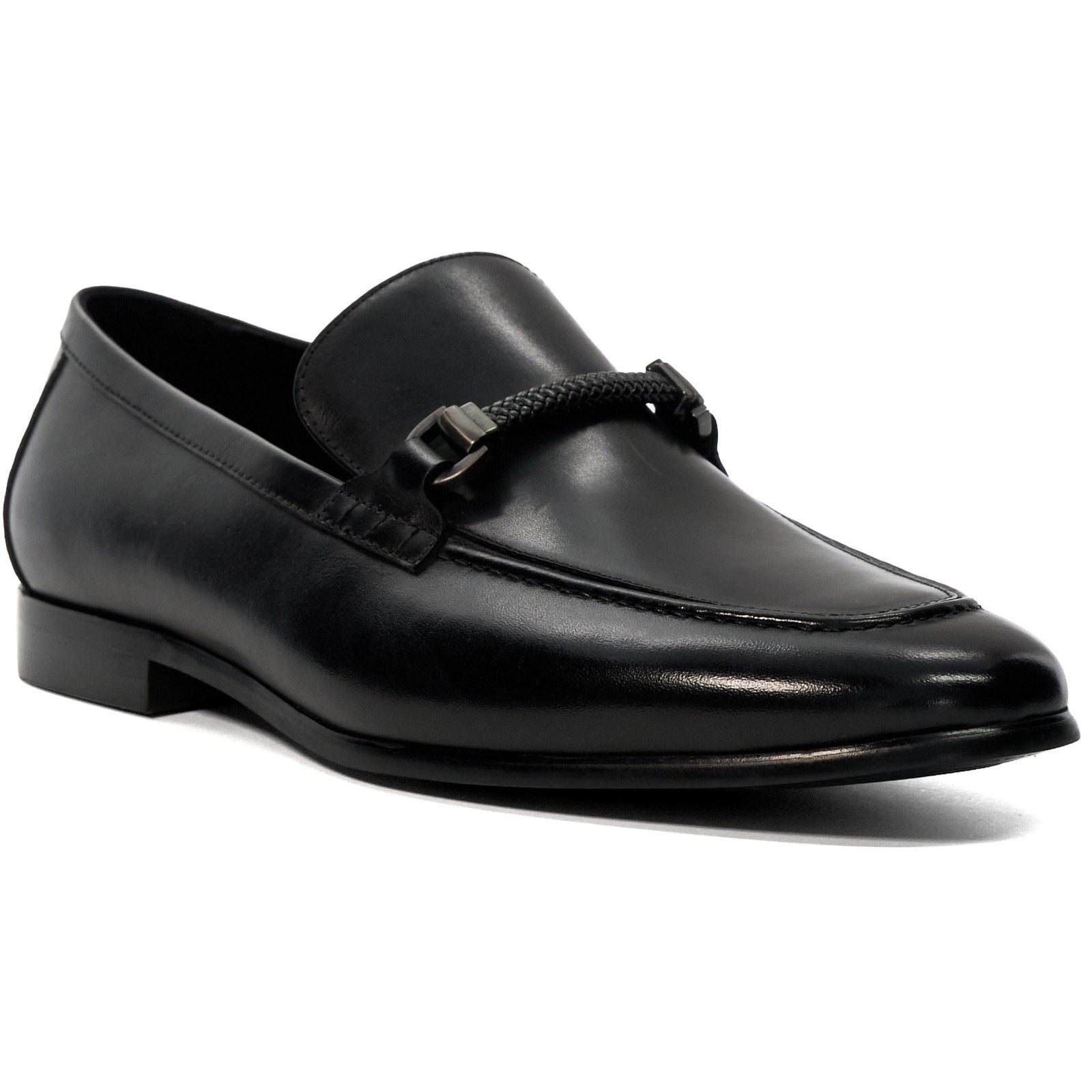Dune Scilly Mocassins Noirs En Cuir Pour Hommes