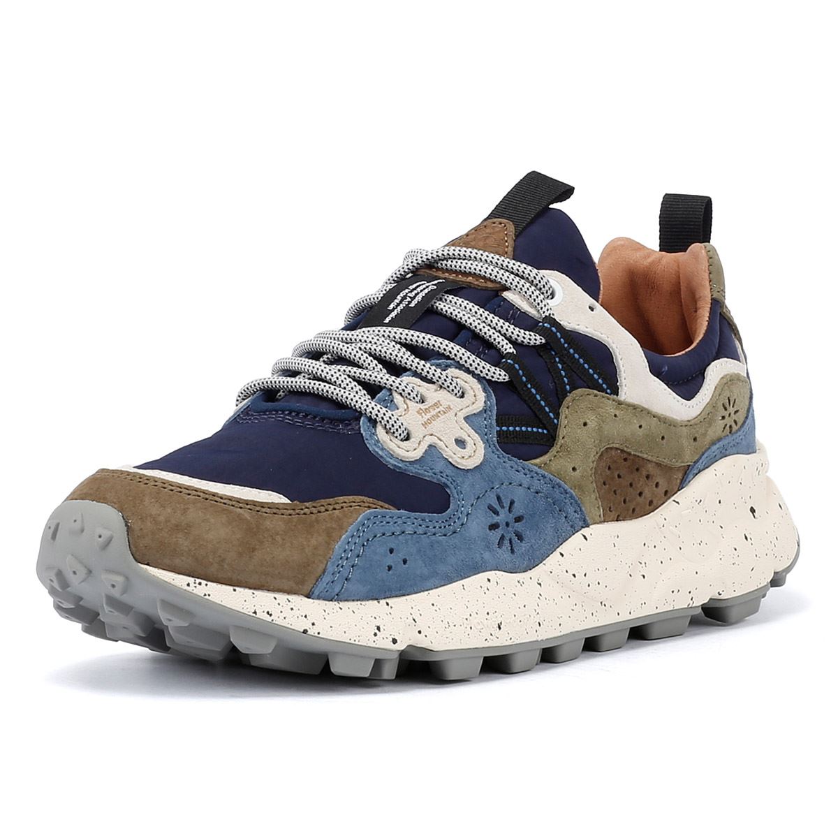 Flower Mountain Yamano 3 Baskets En Daim Pour Hommes, Marron Clair/Bleu Clair/Violet