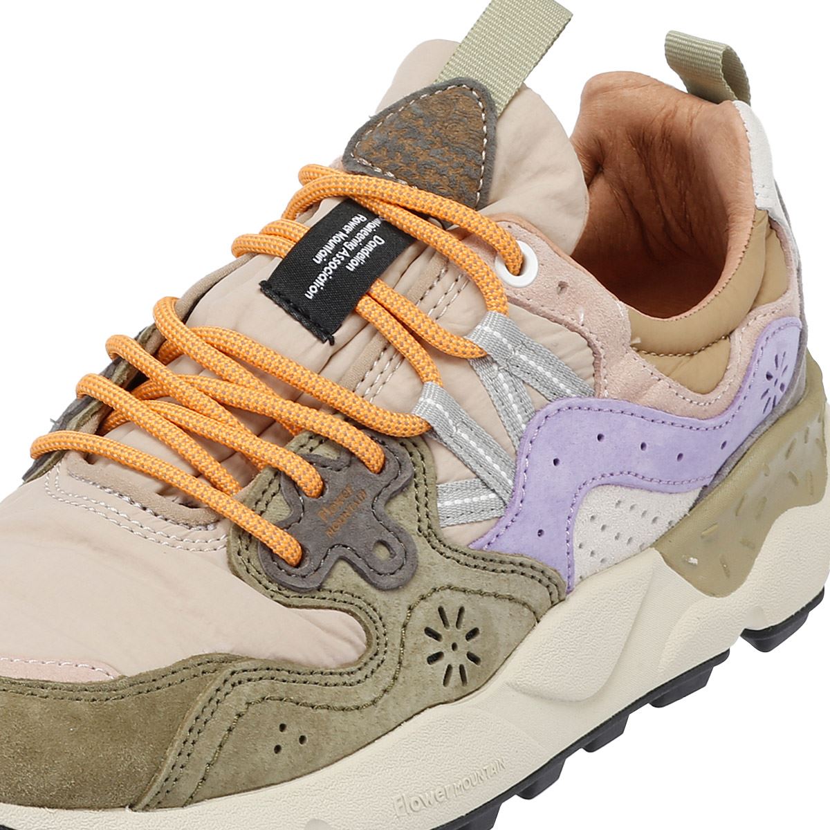Flower Mountain Yamano 3 Baskets En Daim Vert Militaire/Taupe/Violet