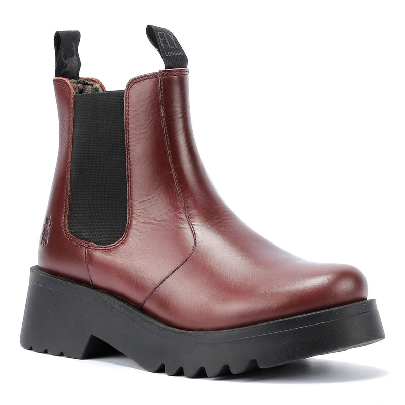 Fly London Medi Bottes En Cuir Rouge Pour Femmes