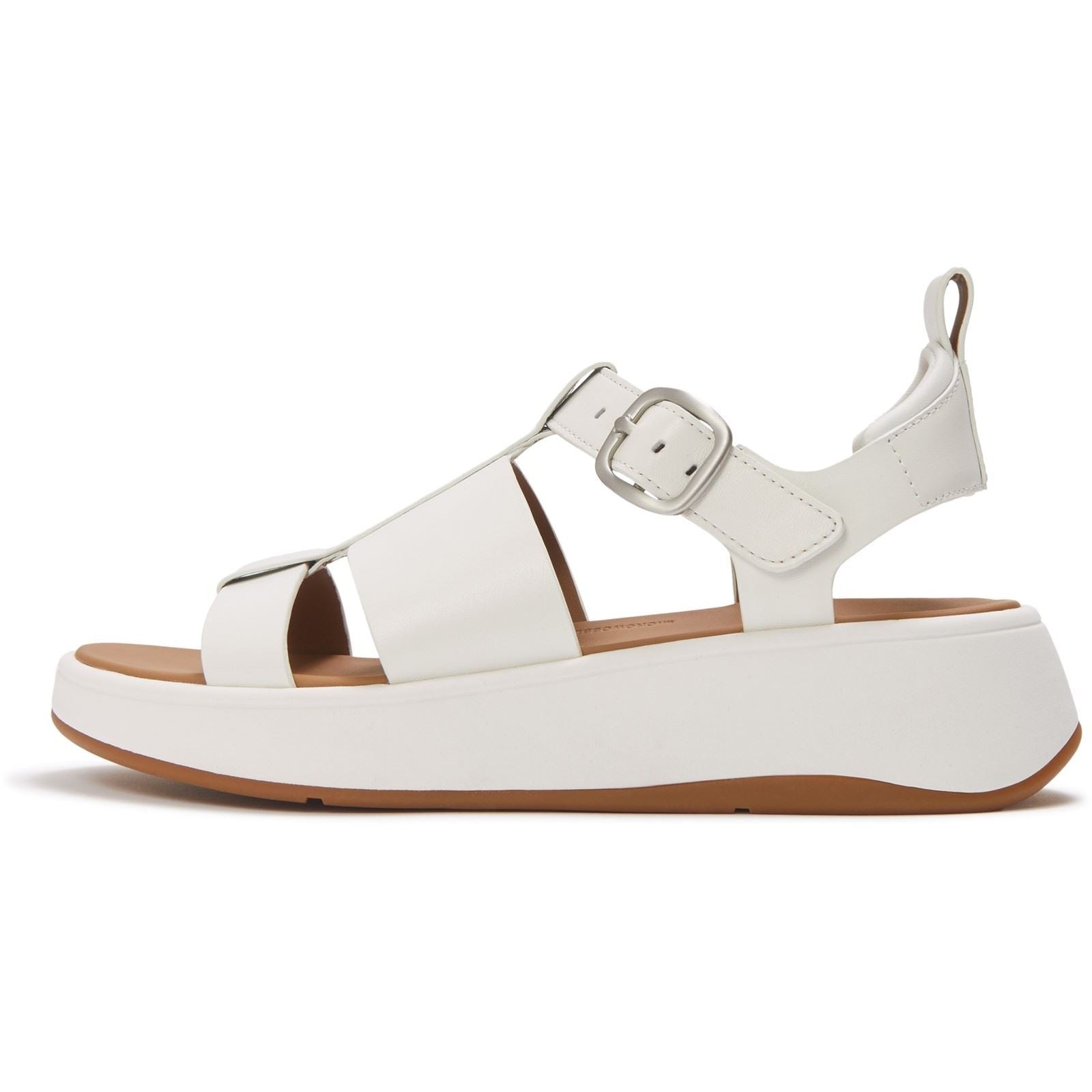 Fitflop F-Mode Fisherman Sandales En Cuir Pour Femmes, Ajustement Étroit, Urbanes, Blanches