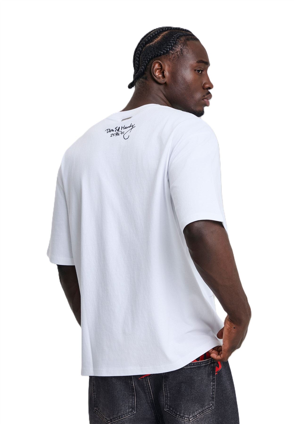 Ed Hardy Storming New York Graphic Relaxed T-Shirts Blancs Pour Hommes