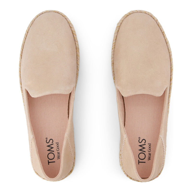 TOMS Carolina Espadrilles En Cuir Pour Femmes De Couleur Rose Pâle