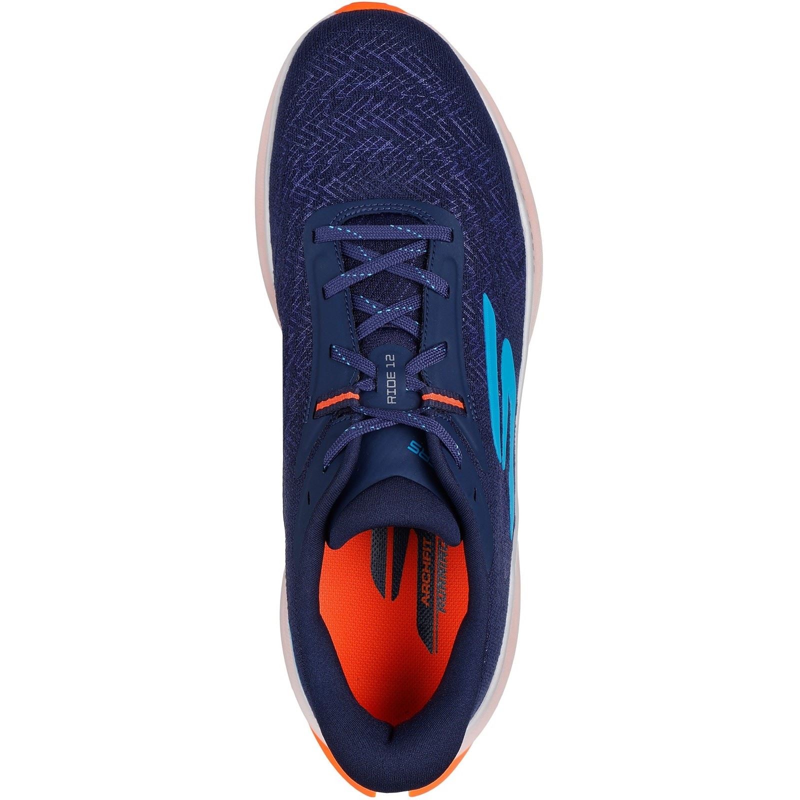Skechers Performance GO RUN Ride 12 Chaussures De Sport Pour Hommes En Toile Bleu Marine/Orange