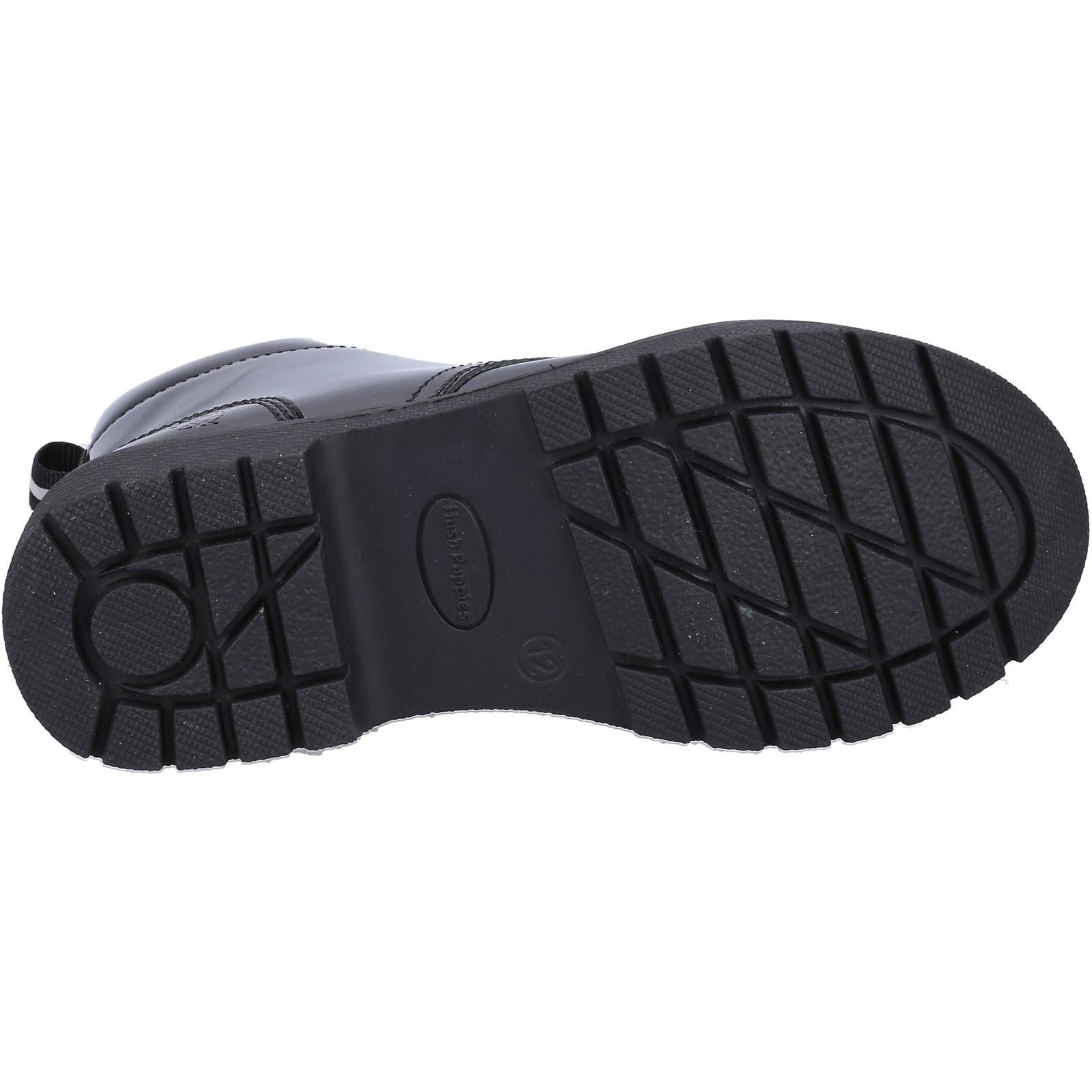 Hush Puppies Jolie Patent JNR Chaussures Noires Pour Filles En Cuir