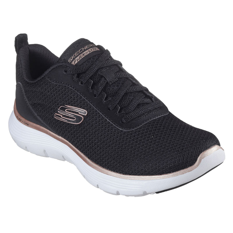 Skechers Flex Appeal 5.0 Uptake Sneakers Pour Femmes En Textile Noir/Or Rose