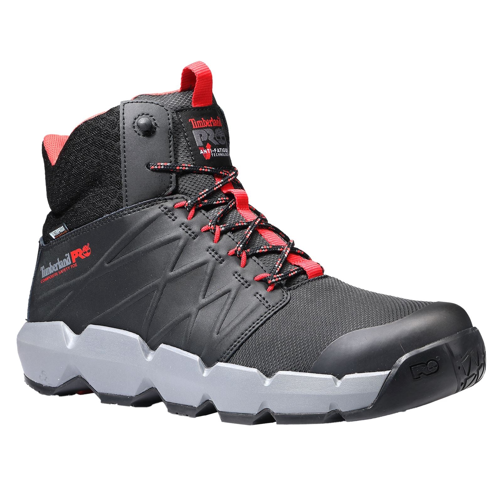 Timberland Pro Bottes De Sécurité Morphix En Cuir Noir/Rouge De Six Pouces