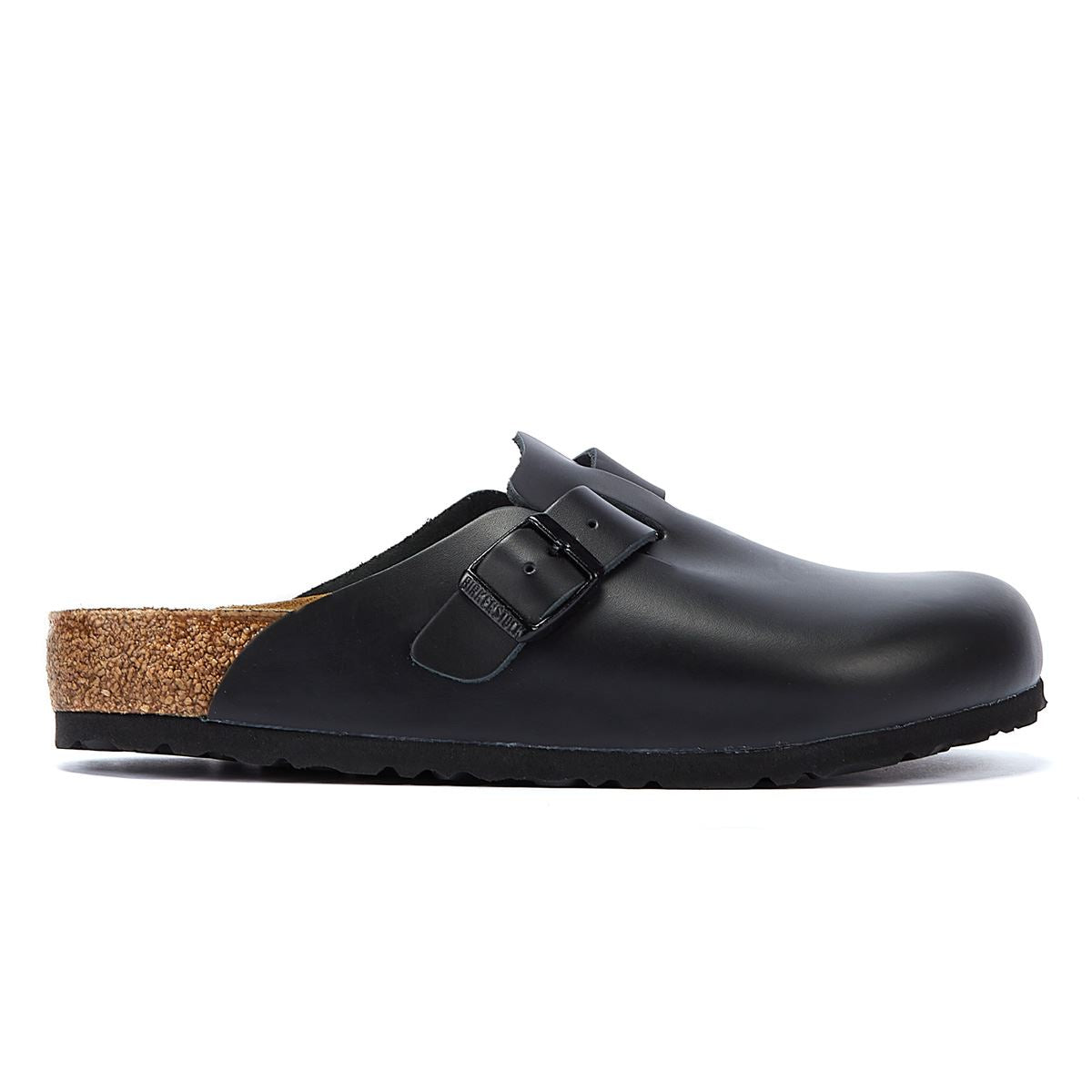 Birkenstock Sabots En Cuir Noir Naturel De Boston