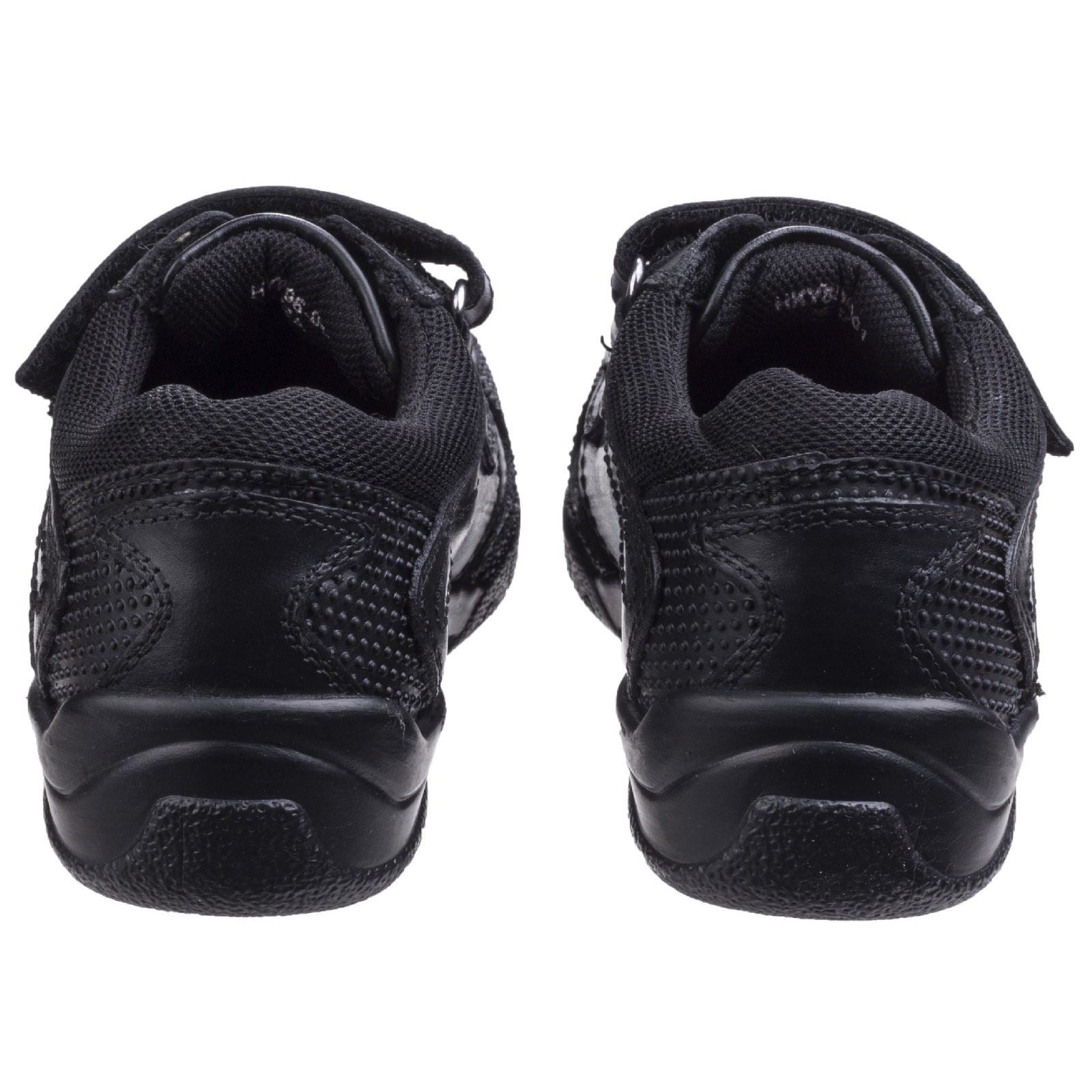 Hush Puppies Jezza Senior Chaussures Noires Pour Garçons En Cuir