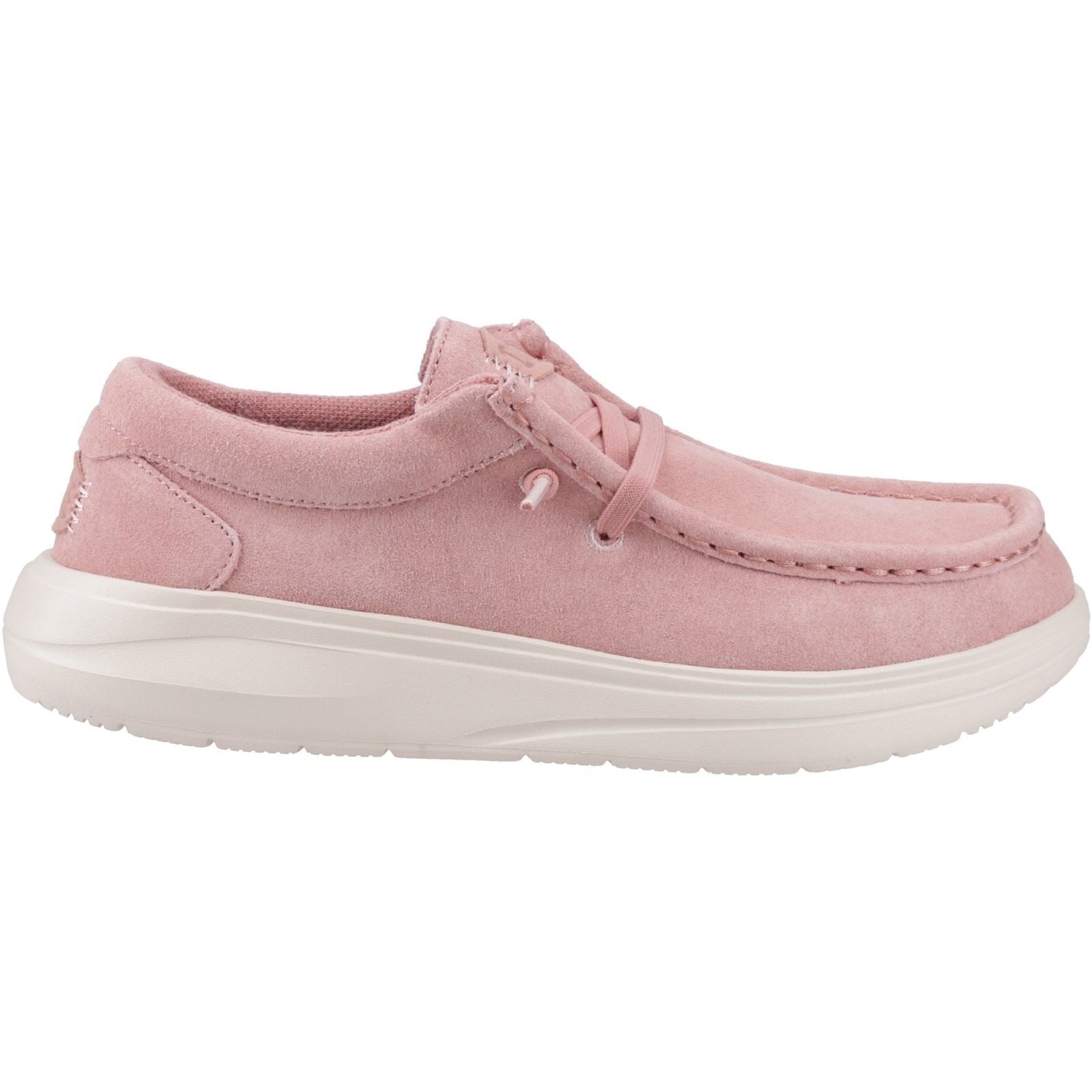 HEYDUDE Wendy COMF Suede Chaussures Mocassins En Cuir Pour Femme, Rose Pink/Whisper Pink
