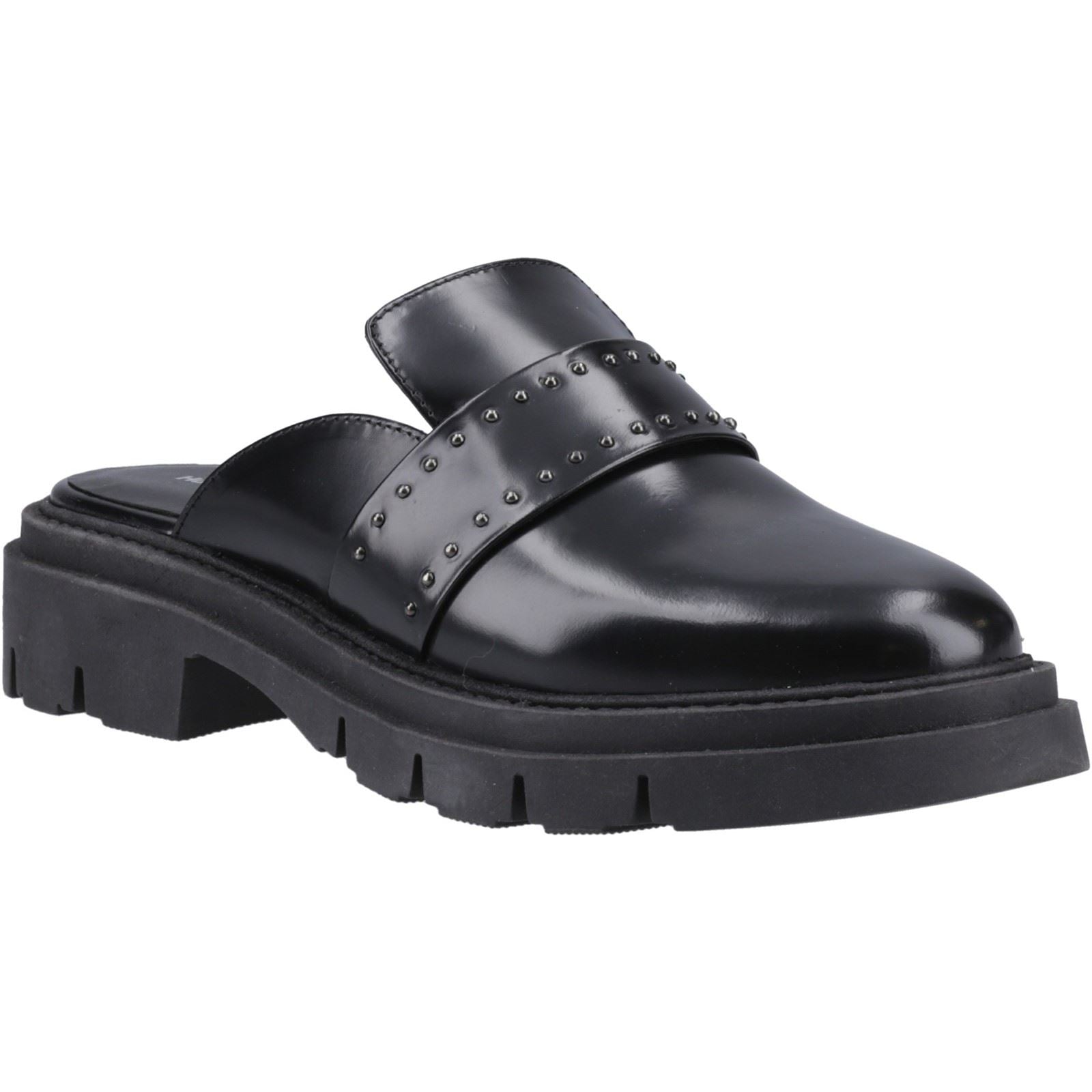 Hush Puppies Nicole Studded Mules Noires En Cuir Pour Femmes