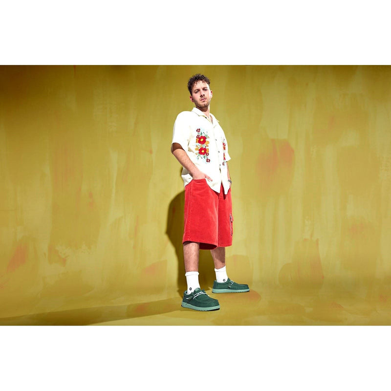 HEYDUDE Wally Canvas Chaussures Mocassins Pour Hommes En 100% Coton Vert Canard/Vert Iceberg