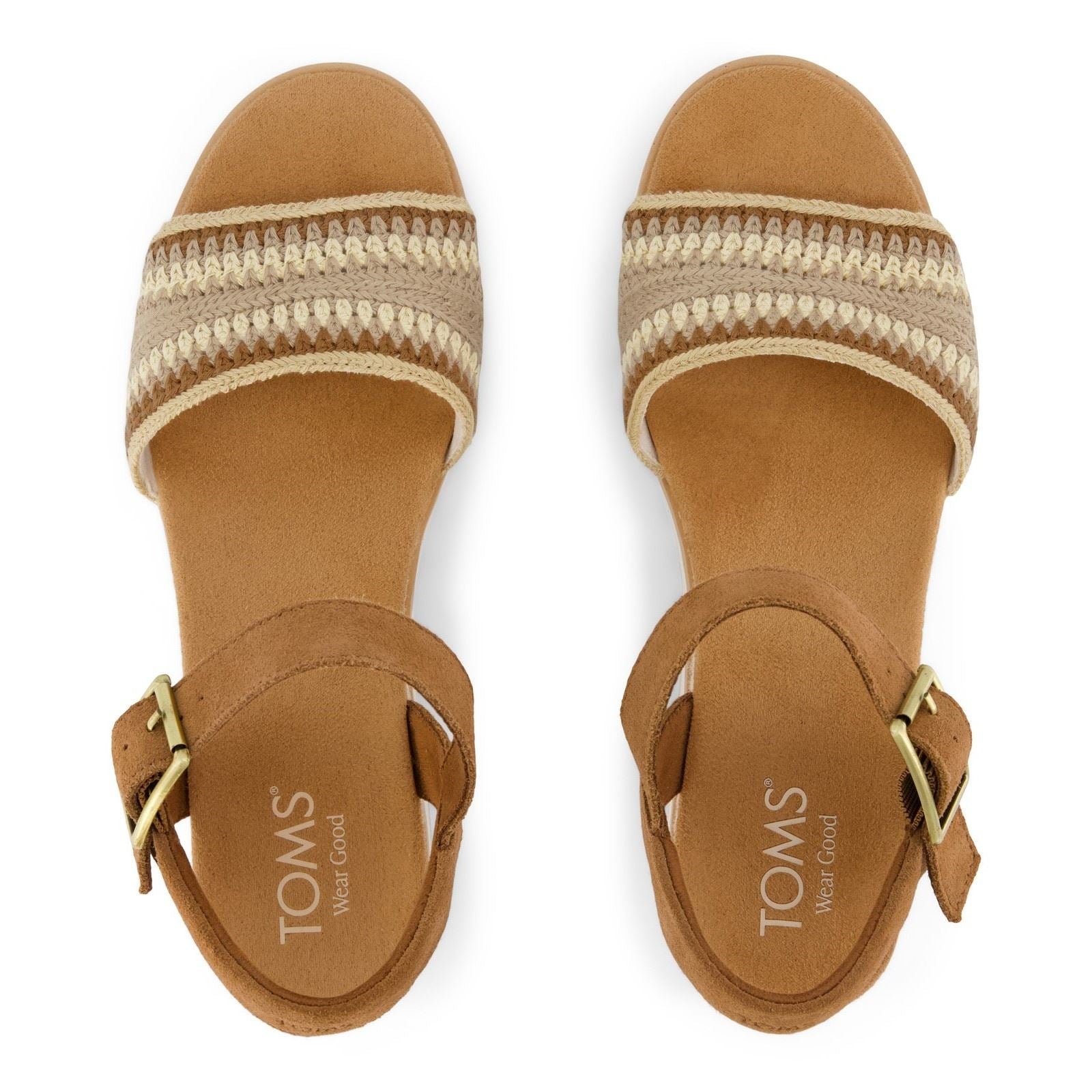 TOMS Diana Wedge Sandales En Cuir Pour Femmes Beige Foncé