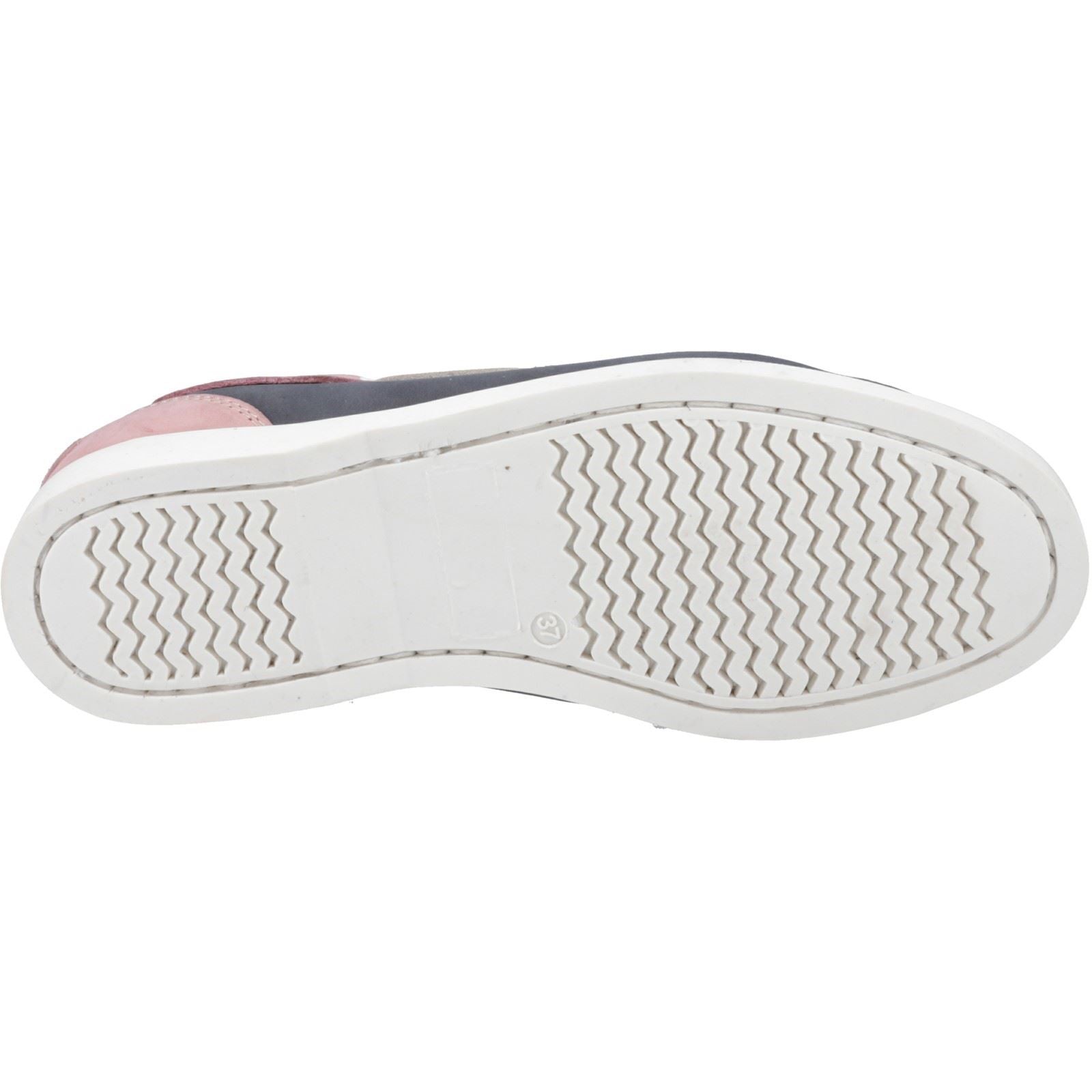 Hush Puppies Isabel Chaussures Bateau En Cuir Pour Femmes, Bleu Marine/Rose