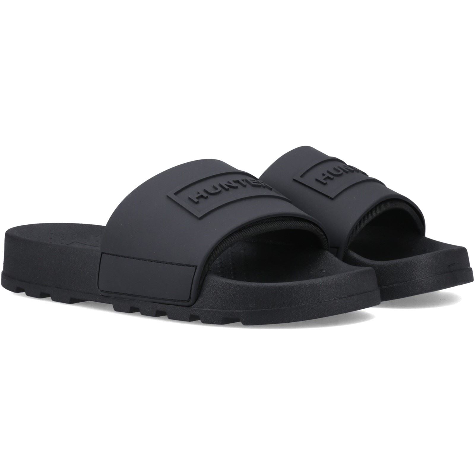 Hunter Core Embossed Slider Slides En Polyester Noir