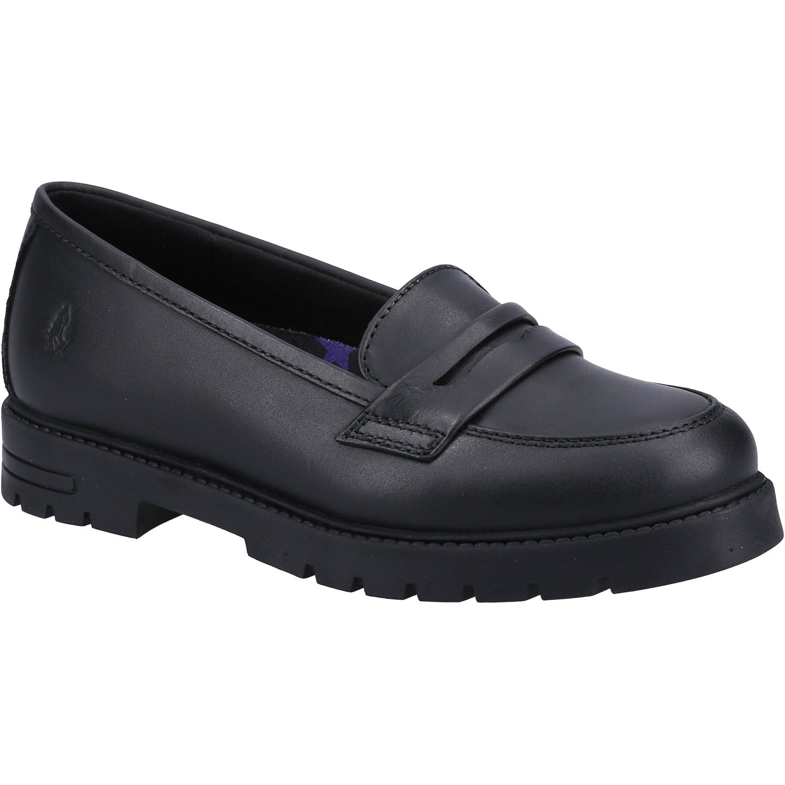 Hush Puppies Hazel Loafer SNR Chaussures Plates Noires Pour Filles En Cuir