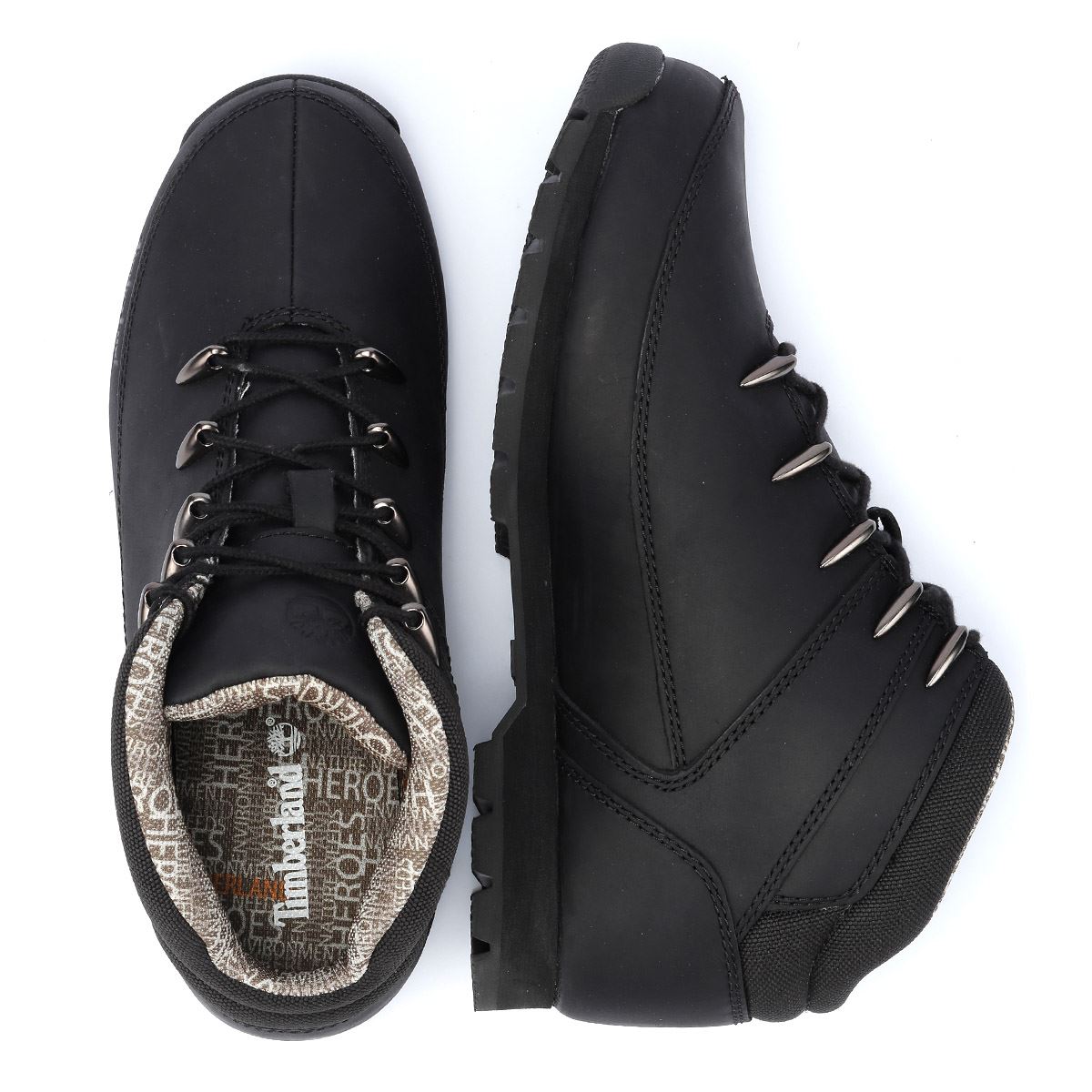 Timberland Euro Sprint Mid Lace Premium Bottes Noires En Cuir Pour Hommes