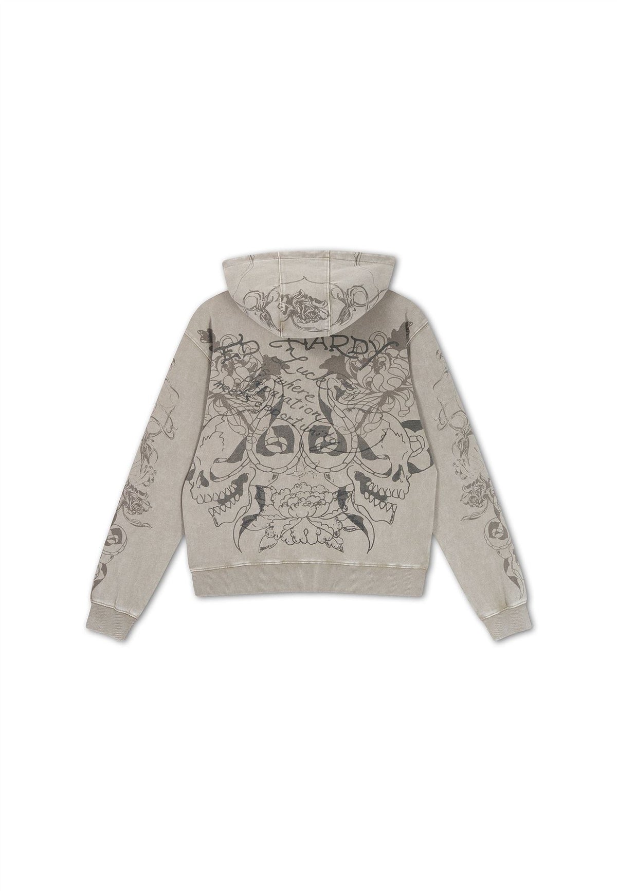Ed Hardy Diamante Venom Stone Wash Relaxed Zip Thru Sweats à Capuche Gris Pour Femmes