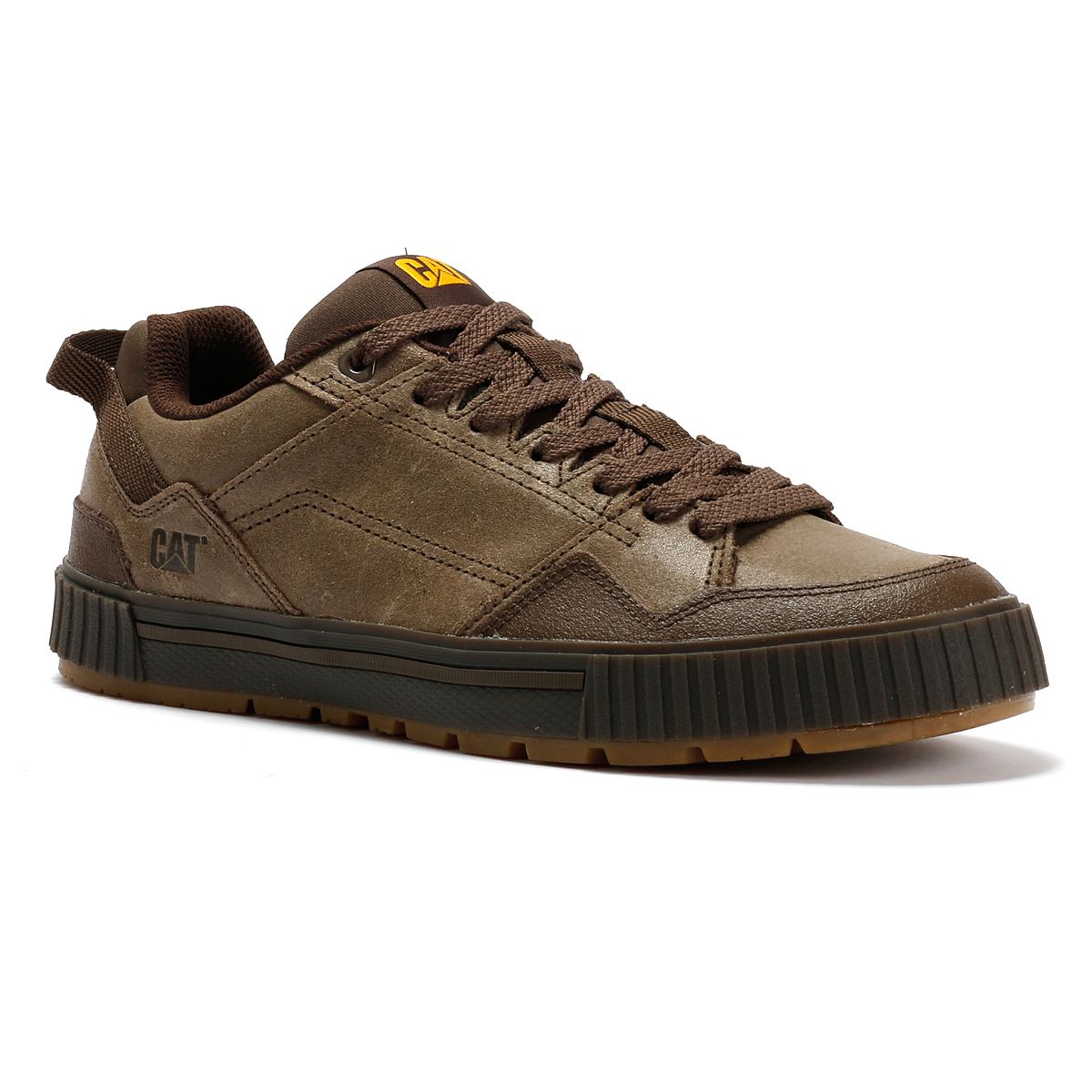 Caterpillar Axiom Waxy Chaussures En Cuir Pour Hommes Brunes À Lacets