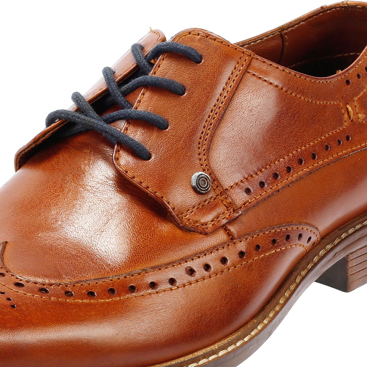 Lambretta Harvey Brogue Chaussures À Lacets En Cuir Beige Pour Hommes