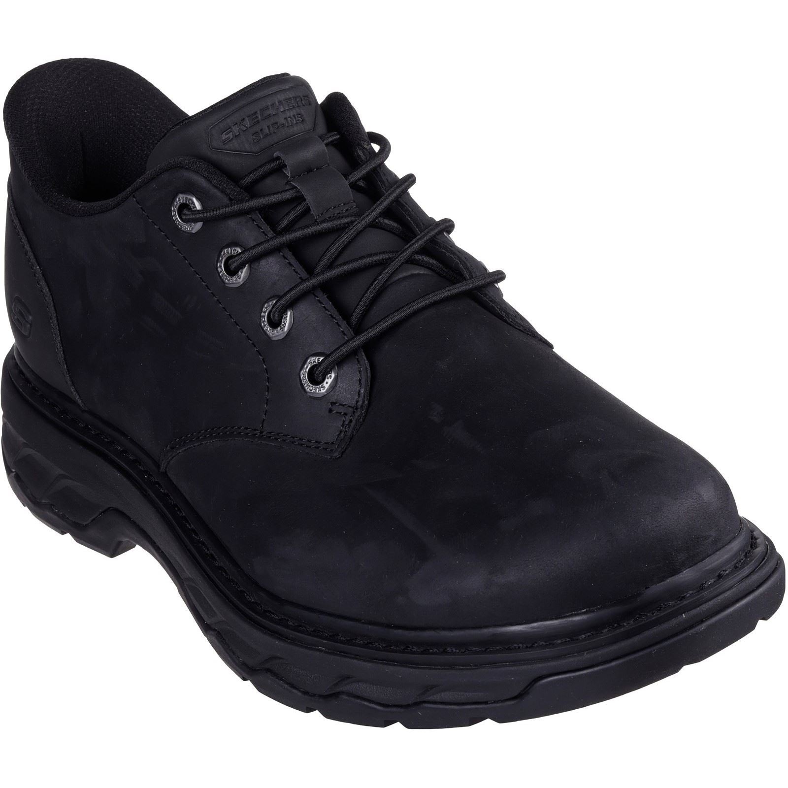 Skechers Lockett Gustav Chaussures En Cuir Noir À Lacets Pour Hommes