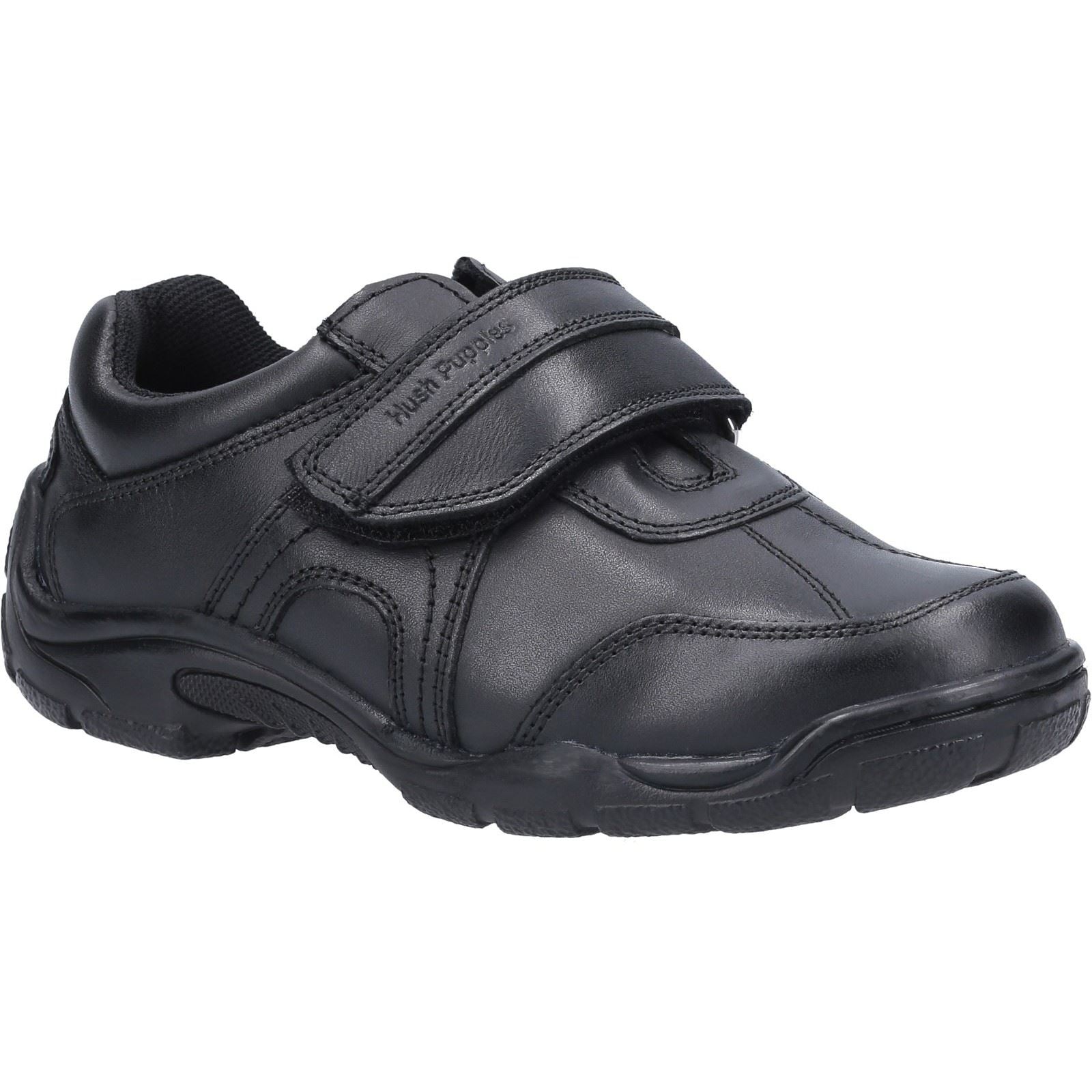 Hush Puppies Arlo Senior Chaussures Noires Pour Garçons En Cuir