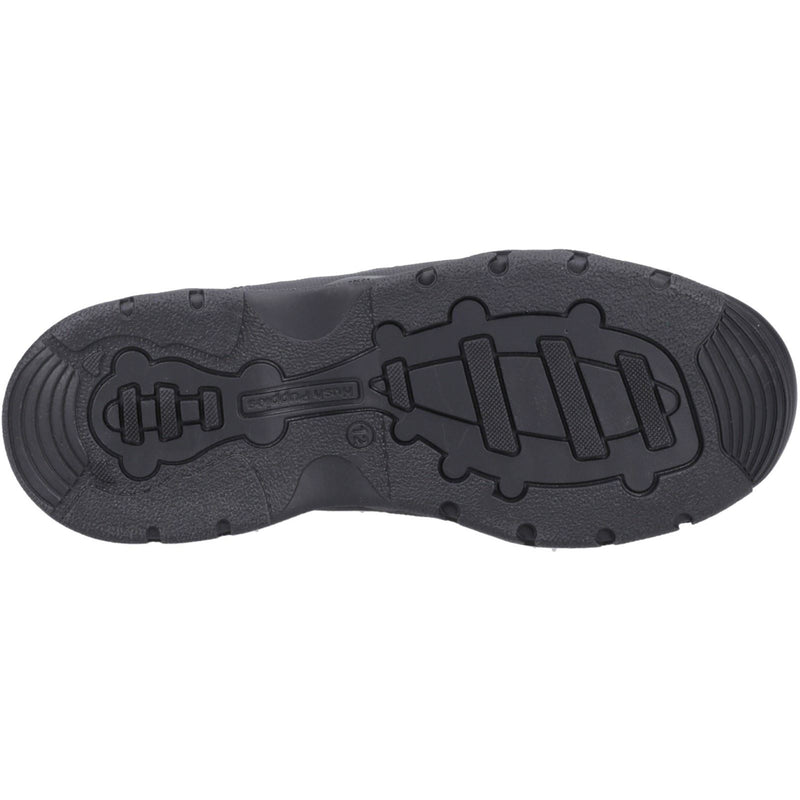 Hush Puppies Travis SNR Chaussures Noires Pour Garçons En Cuir À Lacets