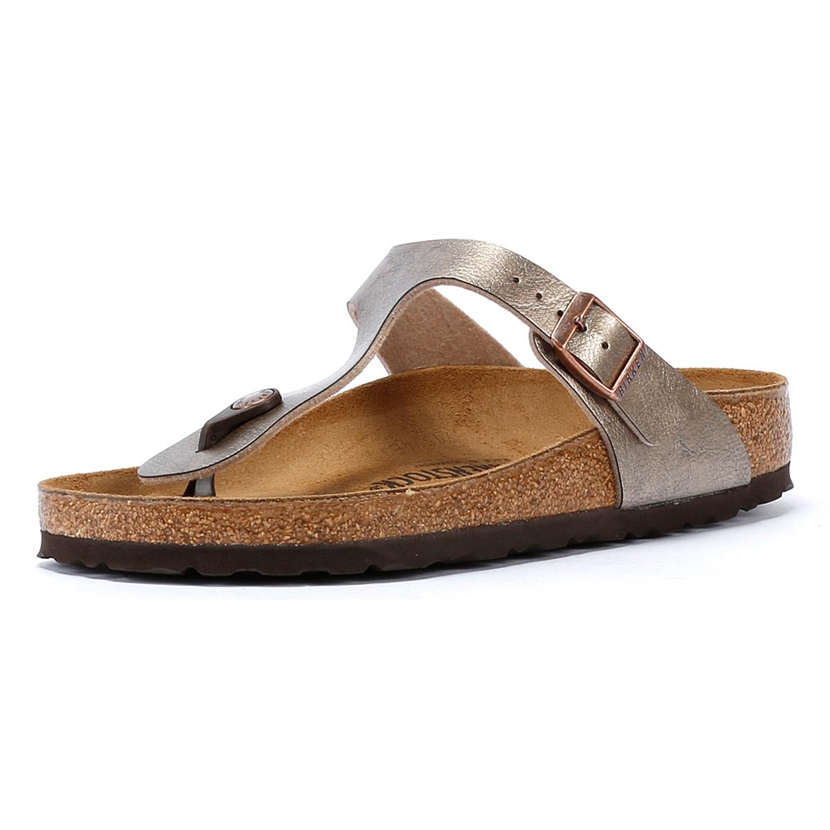 Birkenstock Gizeh Birko Flor Sandales Élégantes Pour Femmes En Taupe.