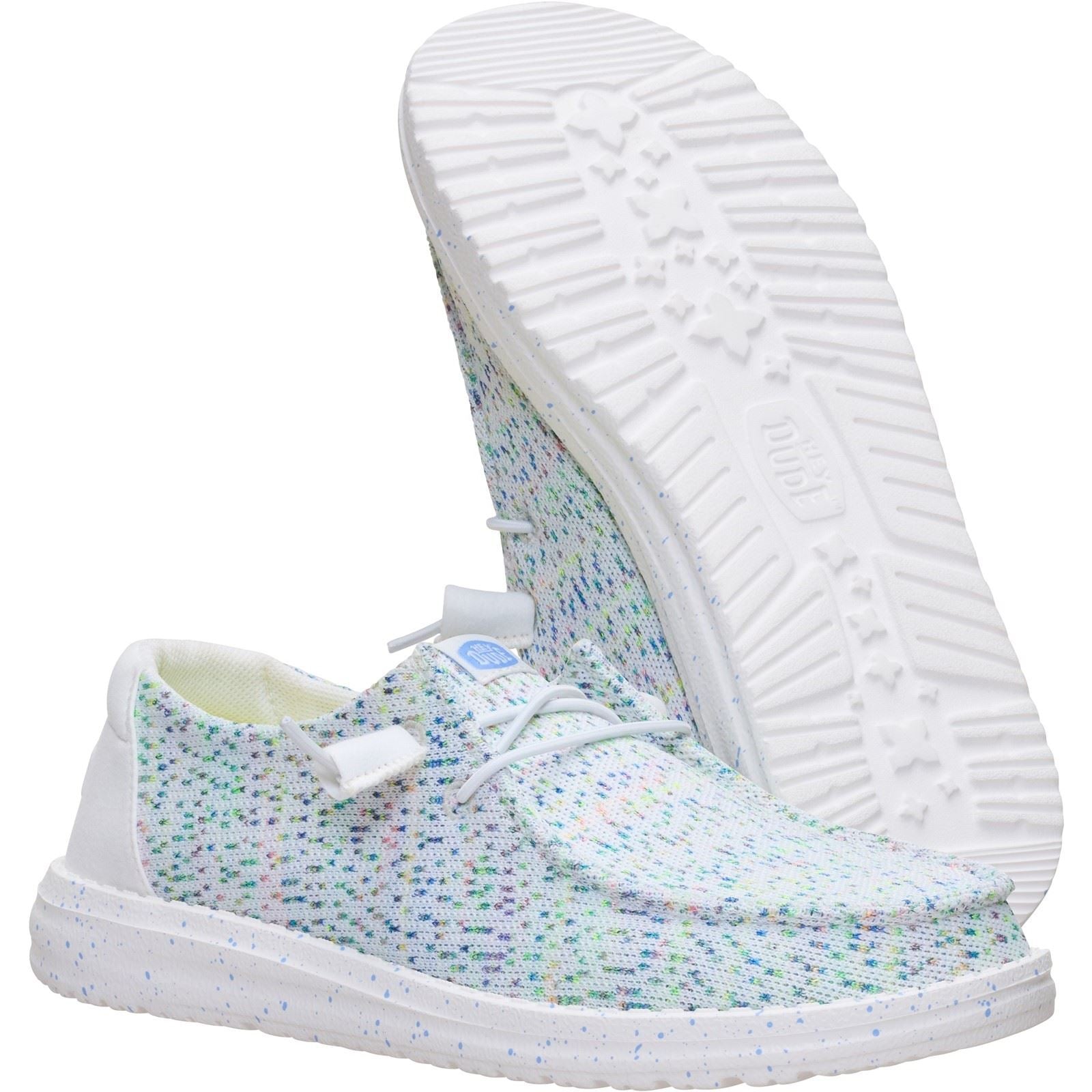 HEYDUDE Wendy Stretch Mocassins Blancs/Multicolores En Polyester Pour Femmes